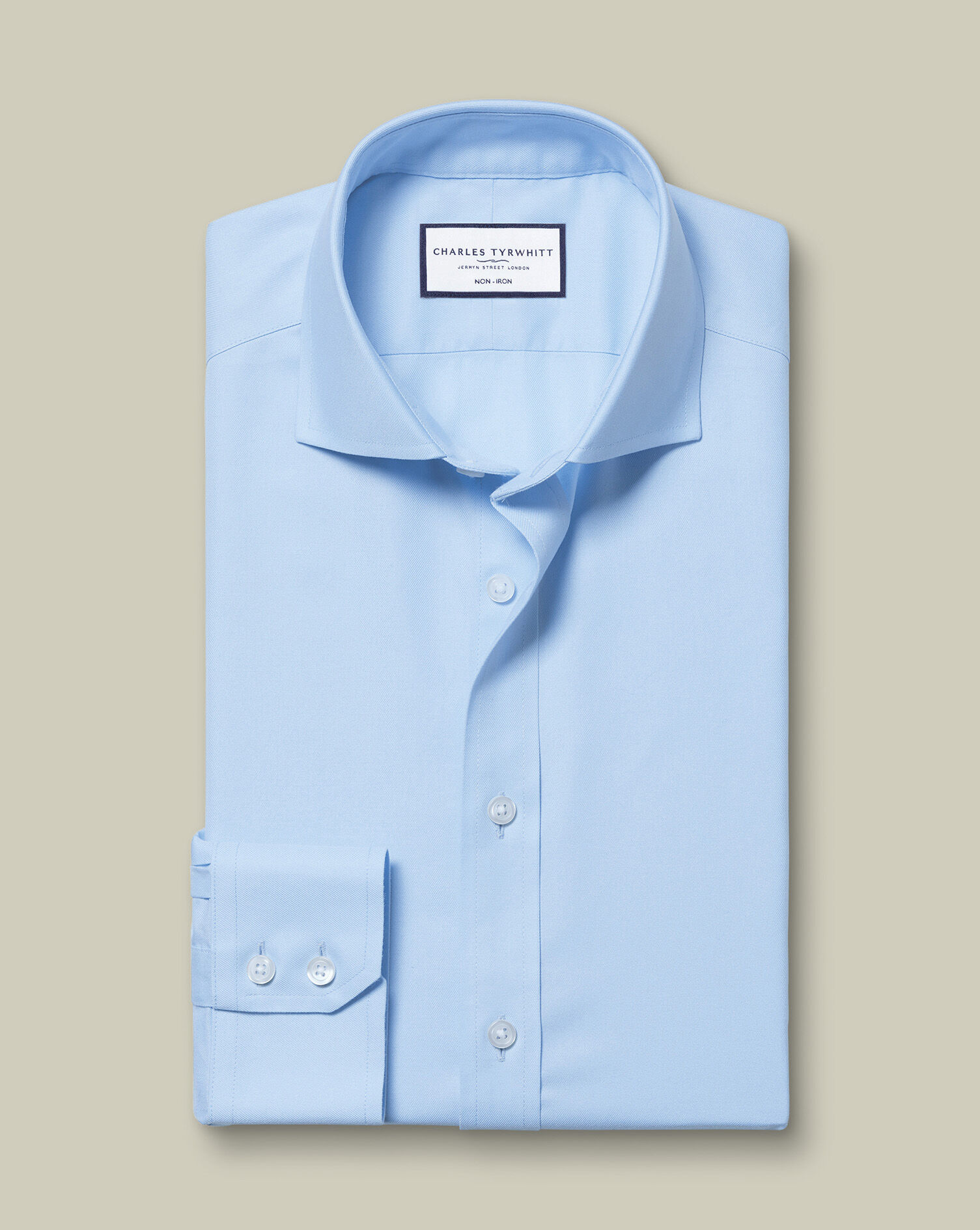 Spread Collar Non-Iron Twill Shirt - Sky Blue
