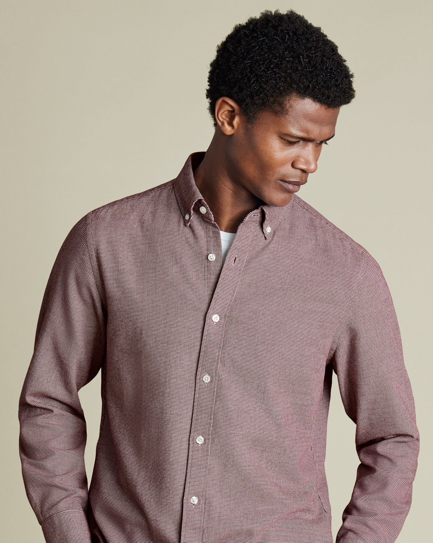 Dobby Flannel Shirt - Burgundy