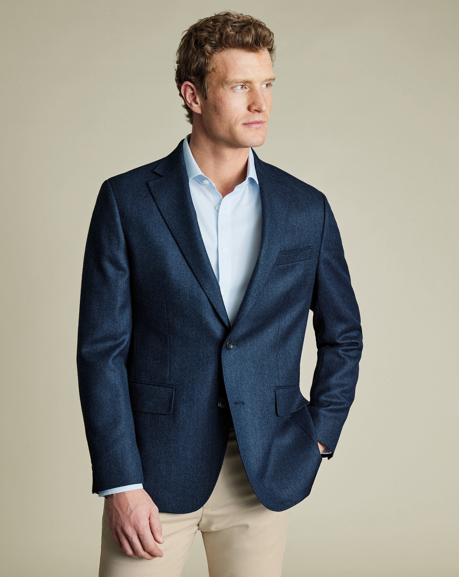 Wool Texture Twill Jacket - Steel Blue