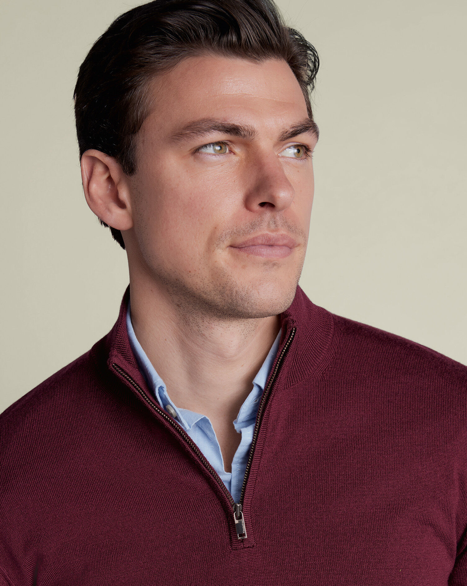 Merino Quarter Zip Sweater - Burgundy
