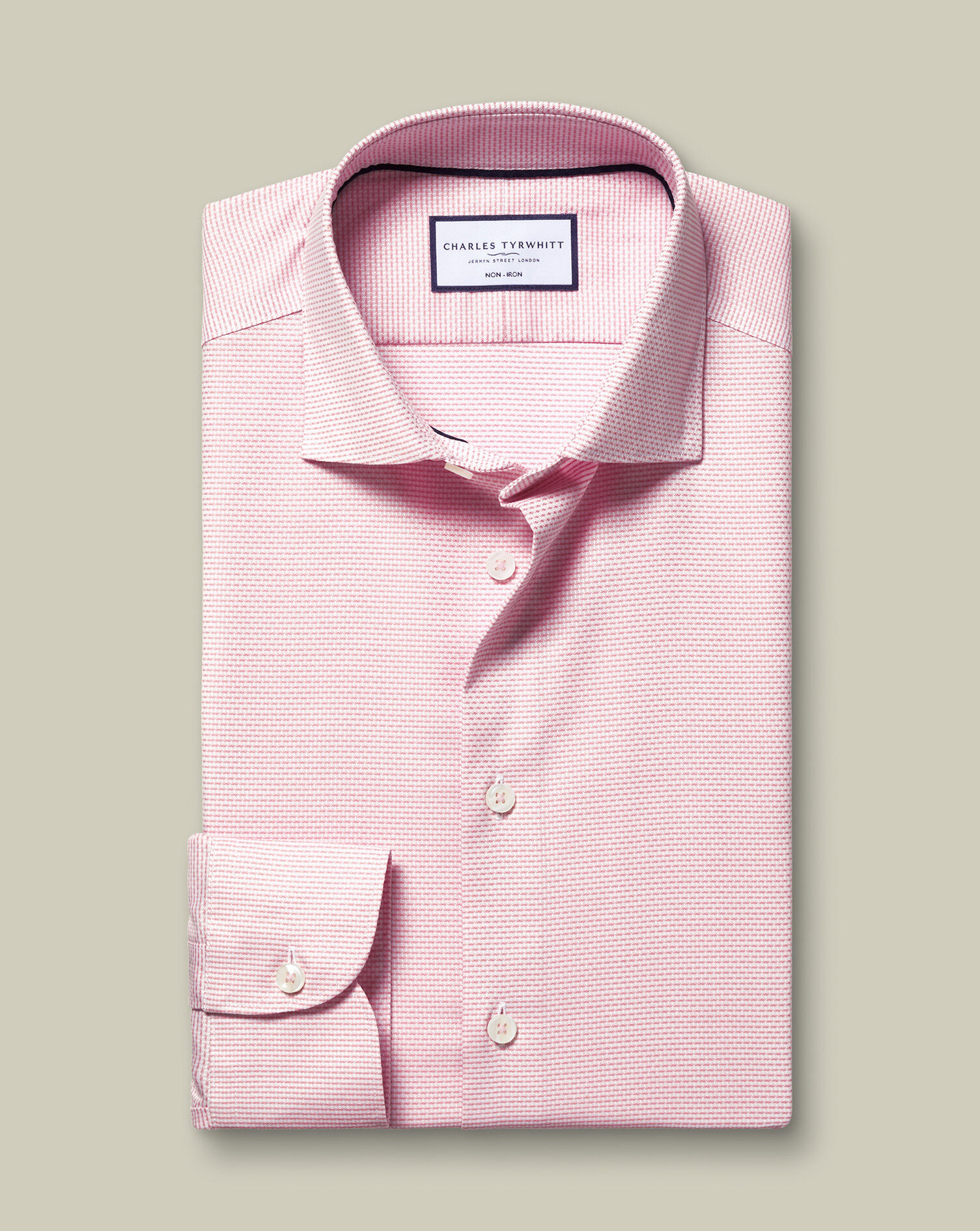 Non-Iron Stretch Texture Line Shirt - Pink