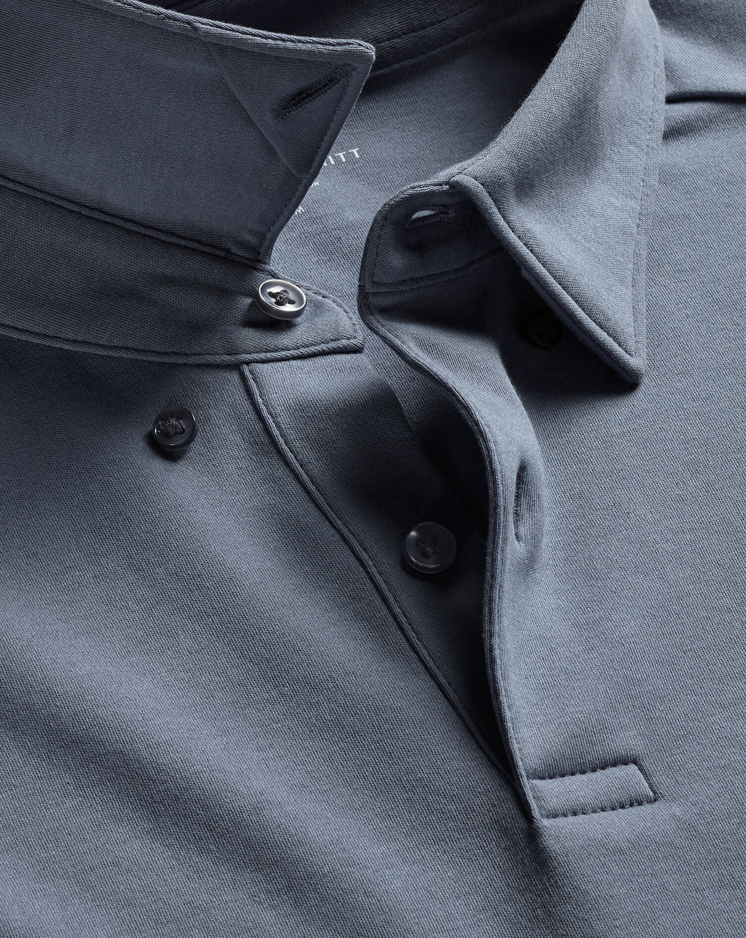 Long Sleeve Jersey Polo - Steel Blue