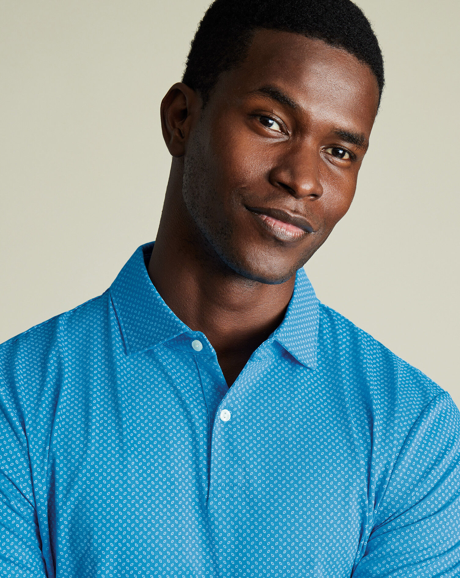 Performance Geo Print Polo - Turquoise