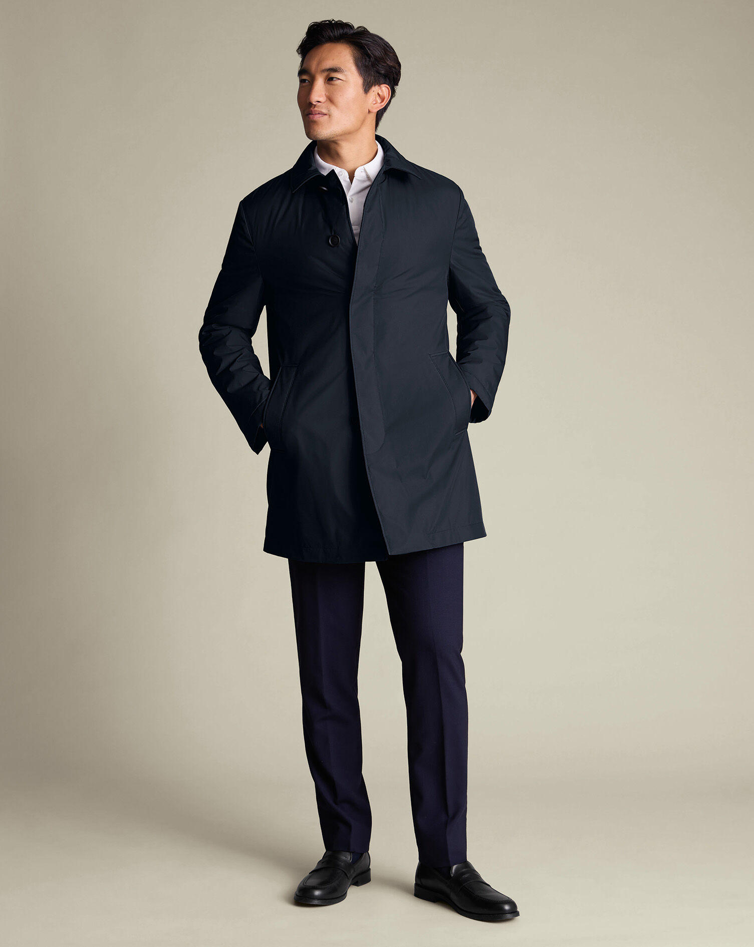 Padded Raincoat - Navy