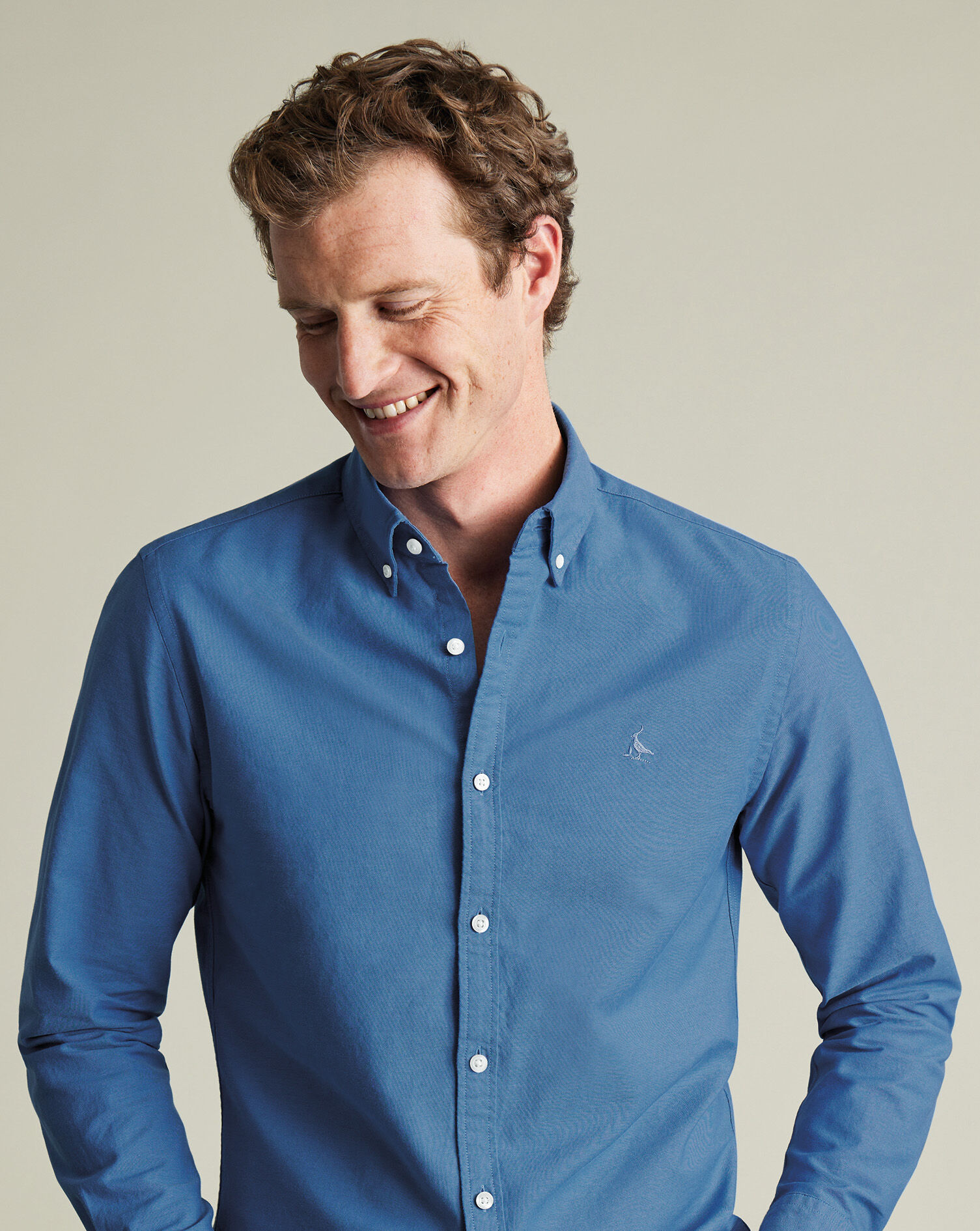 Stretch Washed Oxford Shirt - Cornflower Blue
