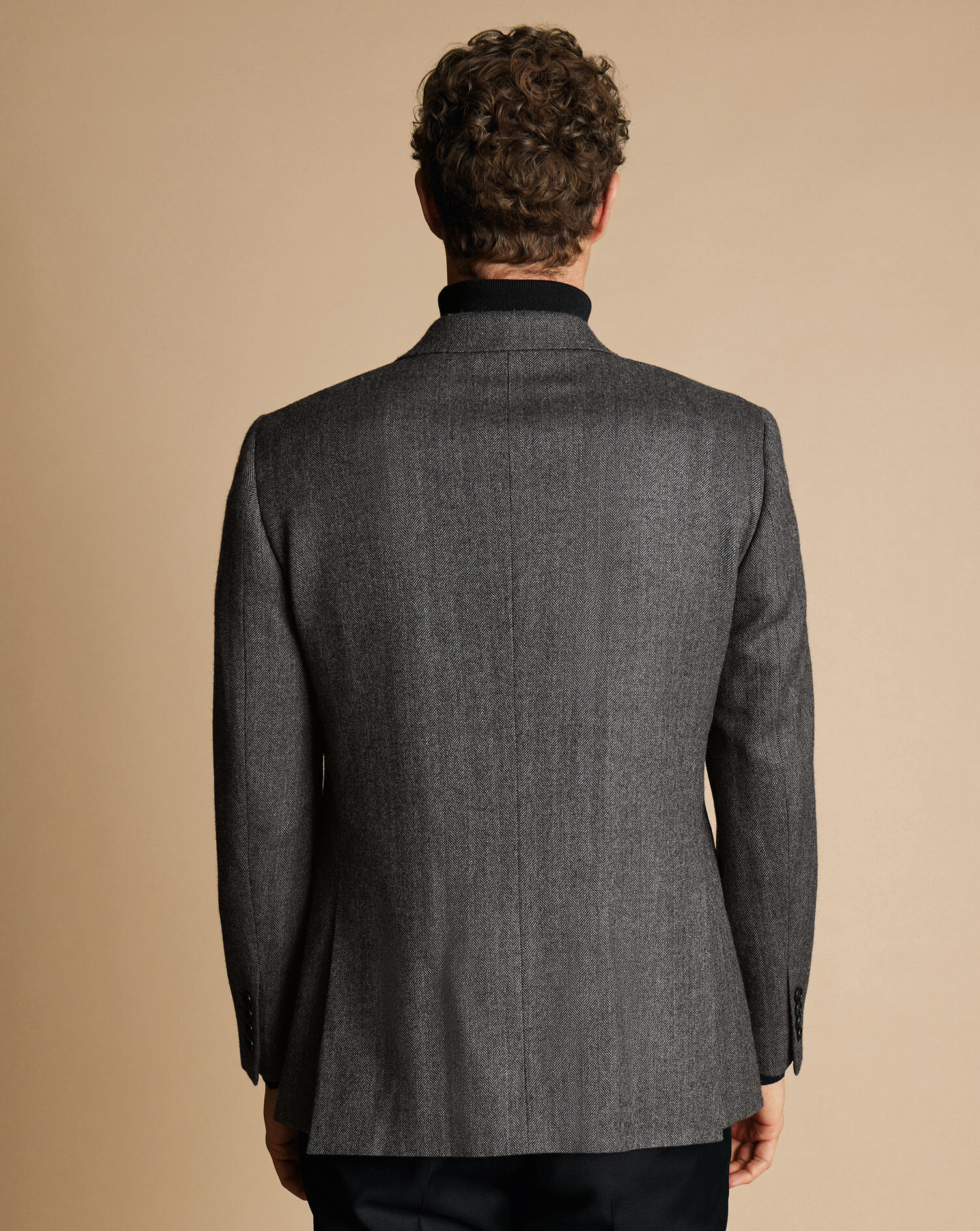 Herringbone Wool Texture Jacket - Dark Gray