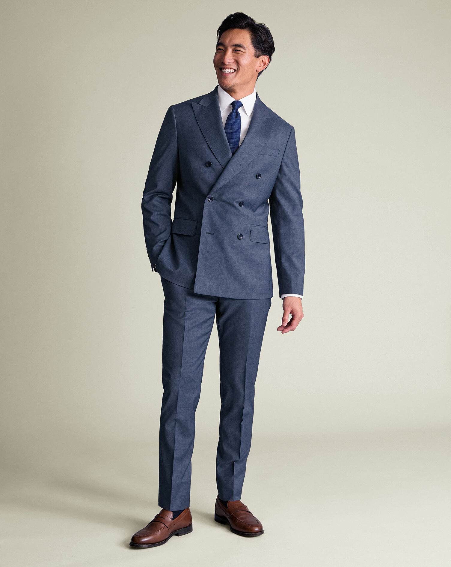 Italian Suit Pants - Denim Blue
