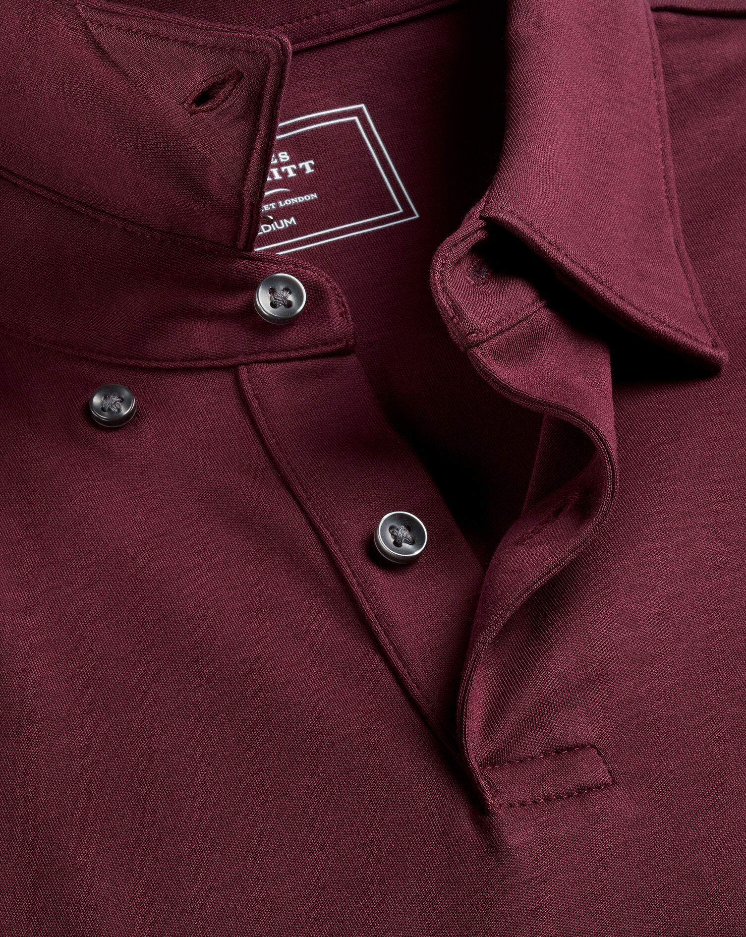 Long Sleeve Smart Jersey Polo - Wine