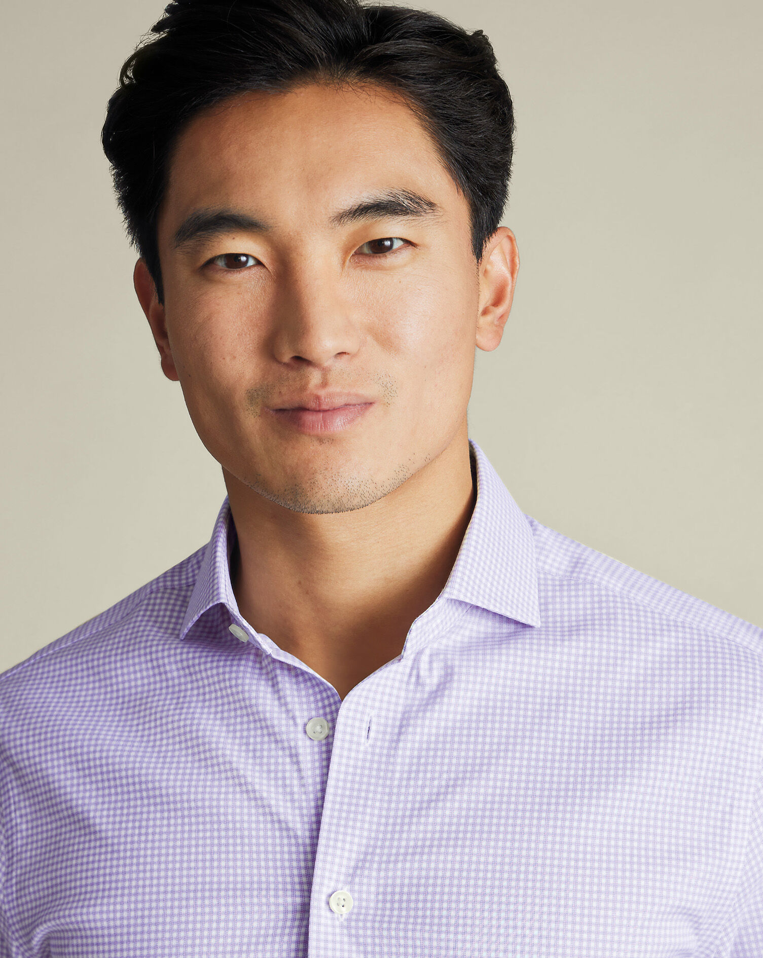 Non-Iron Performance Twill Check Shirt - Lilac