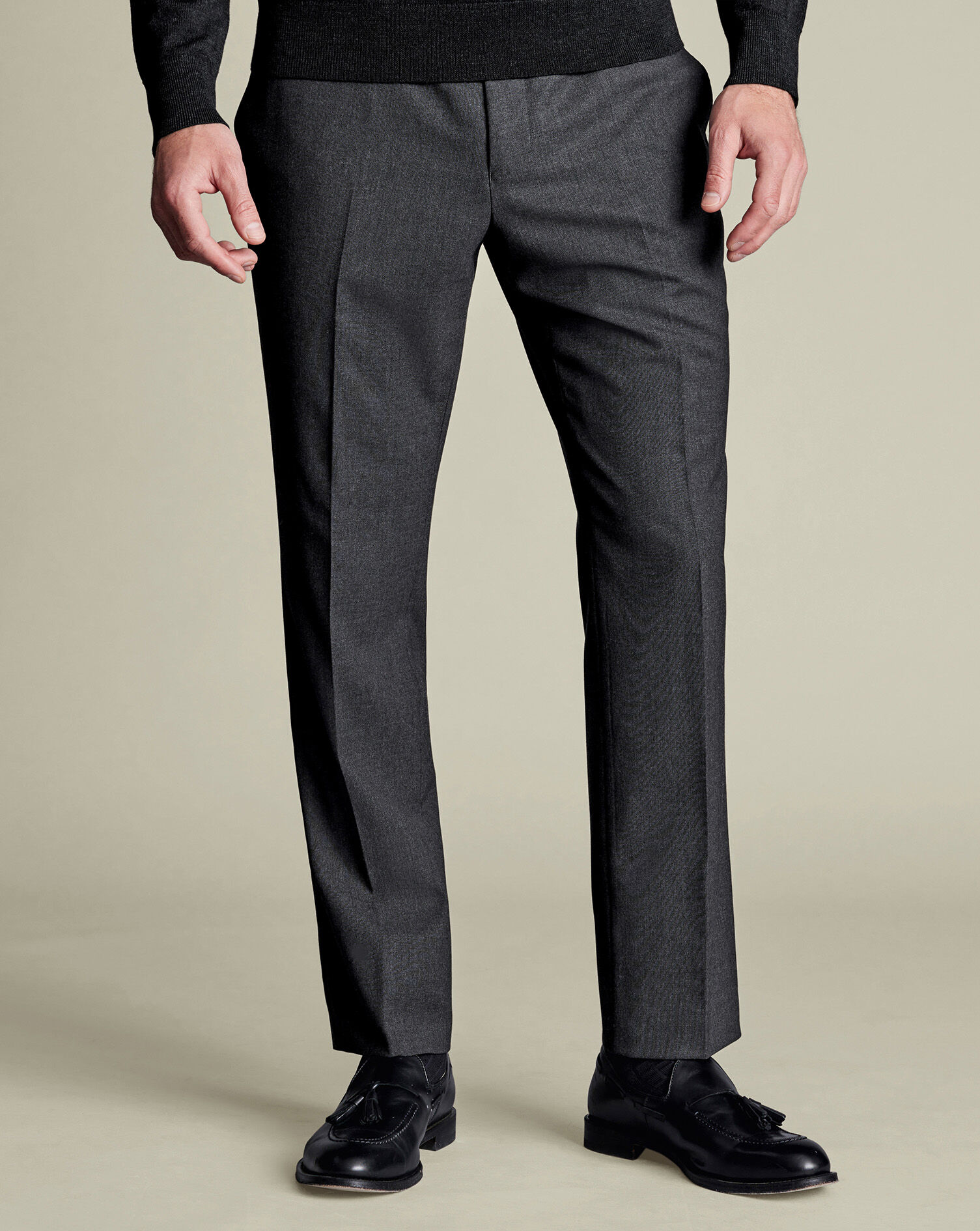 Natural Stretch Twill Suit Pants - Charcoal