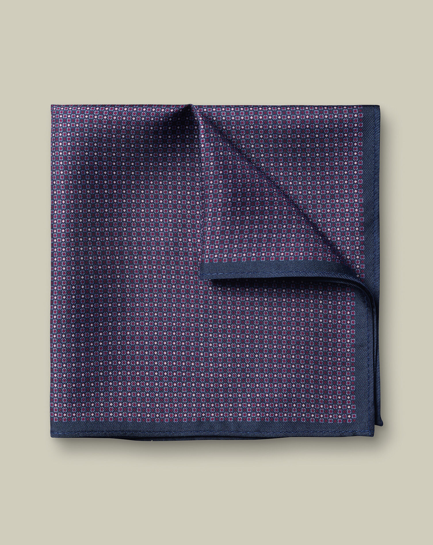 Silk Semi-Plain Pocket Square - Blue & Pink