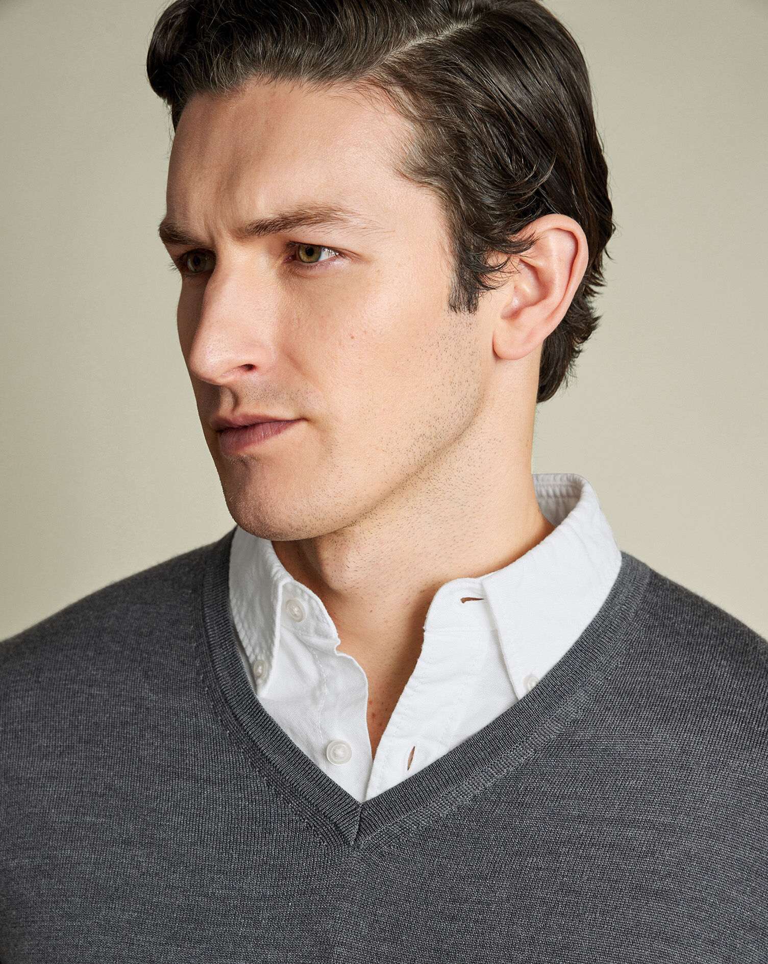 Merino V-Neck Sweater - Gray