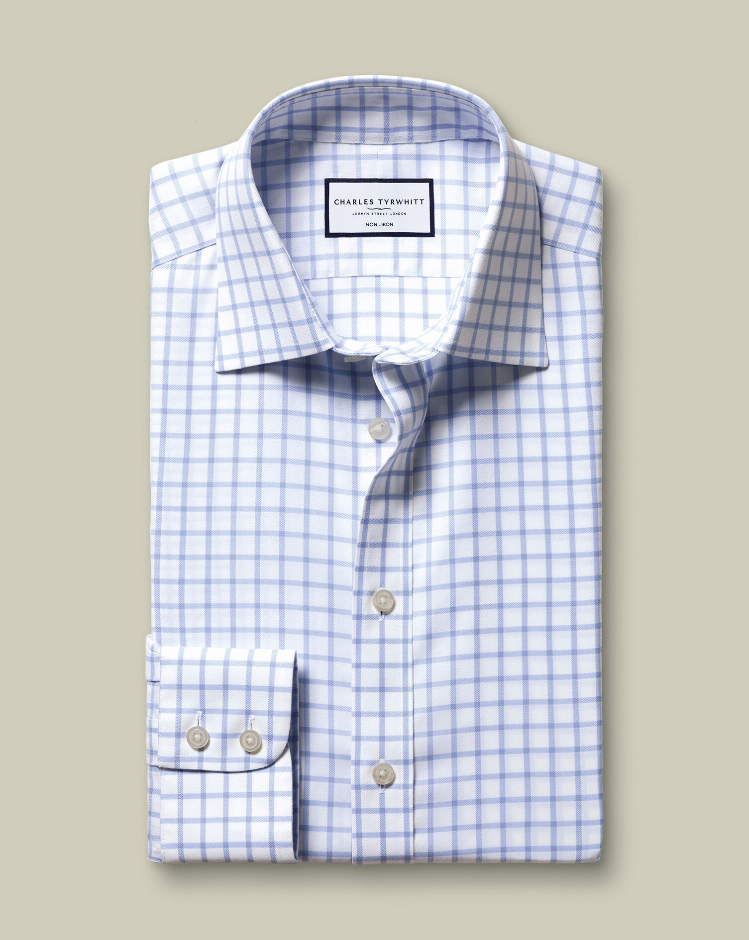 Non-Iron Twill Check Shirt - Sky Blue