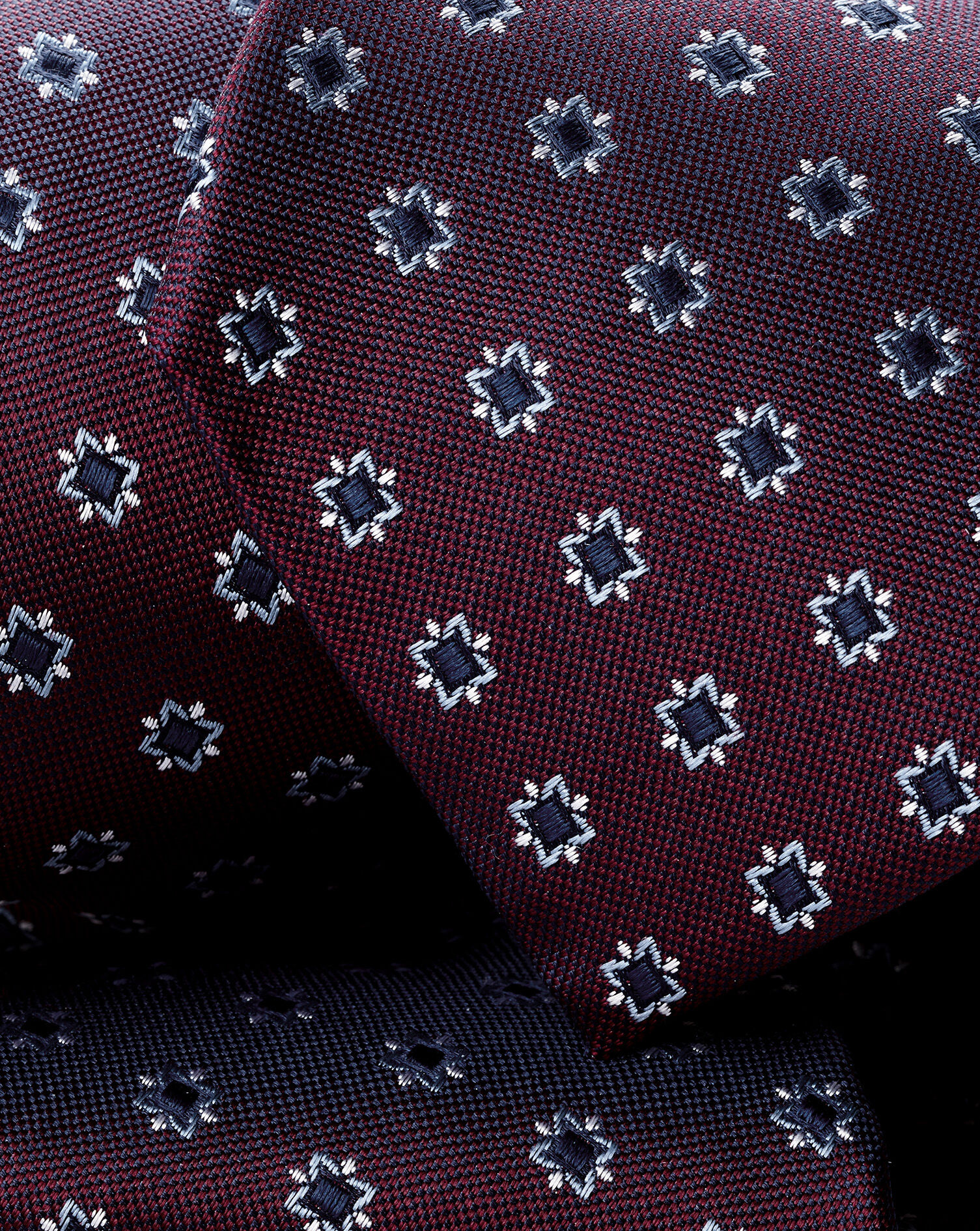 Silk Medallion Printed Tie - Maroon Red