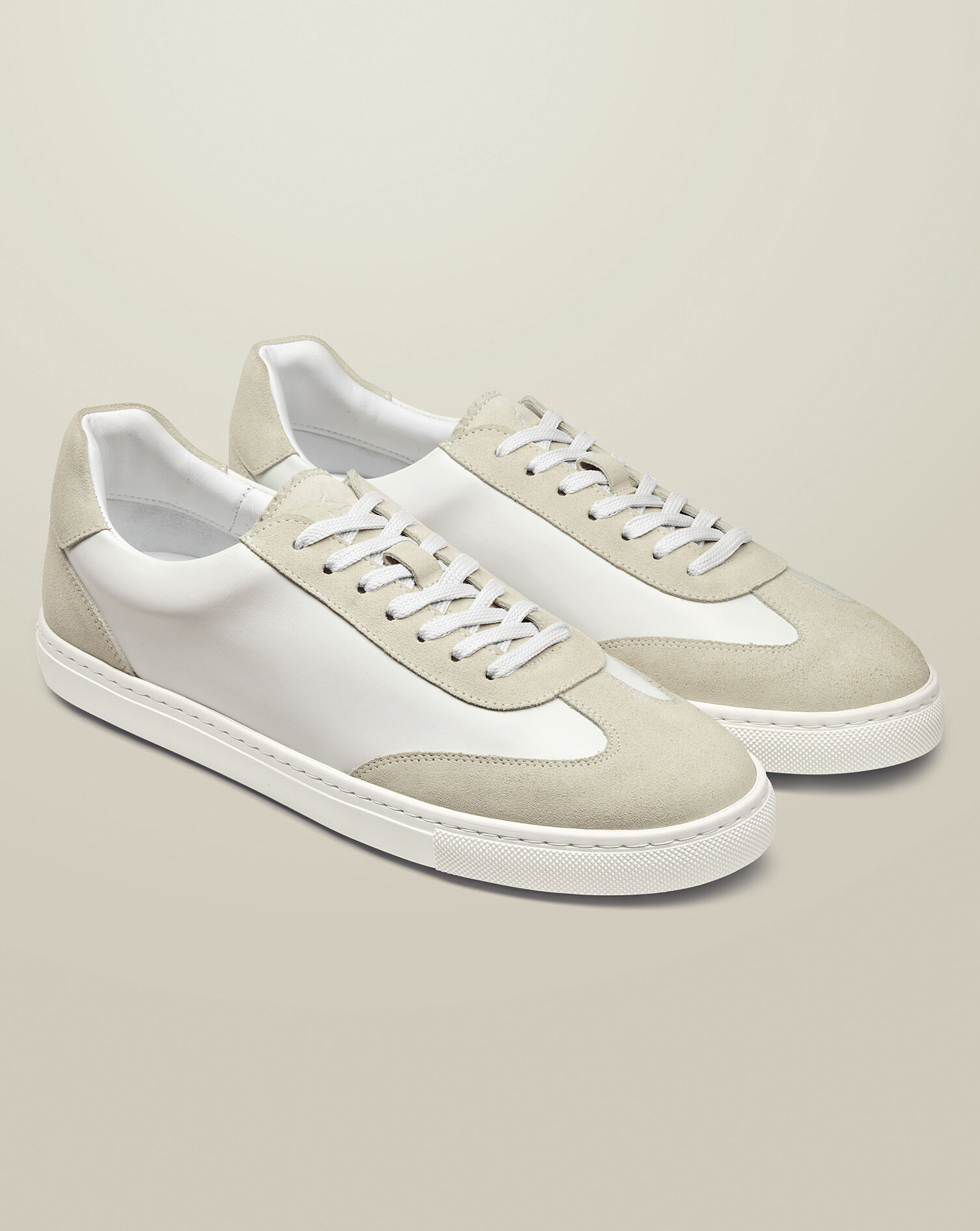 Leather and Suede Sneakers - White