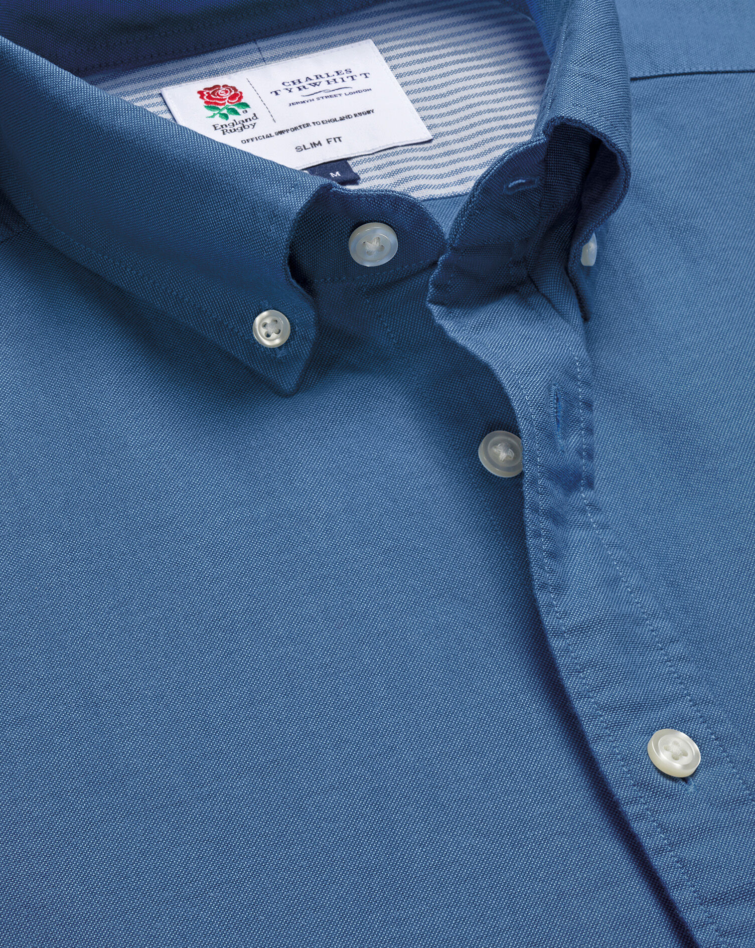 England Rugby Button-Down Washed Oxford Shirt - Cornflower Blue