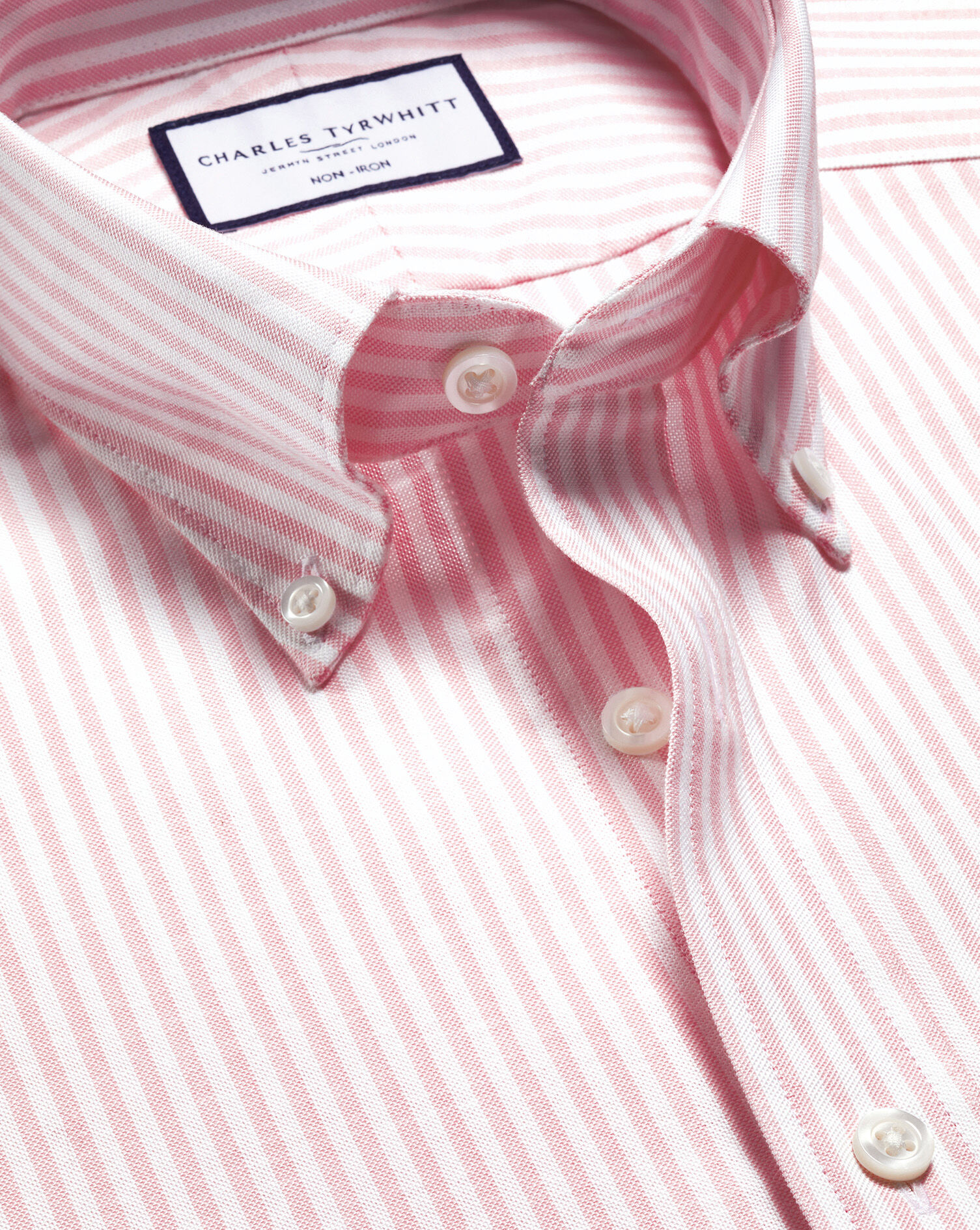 Non-Iron Stretch Oxford Stripe Shirt - Light Pink