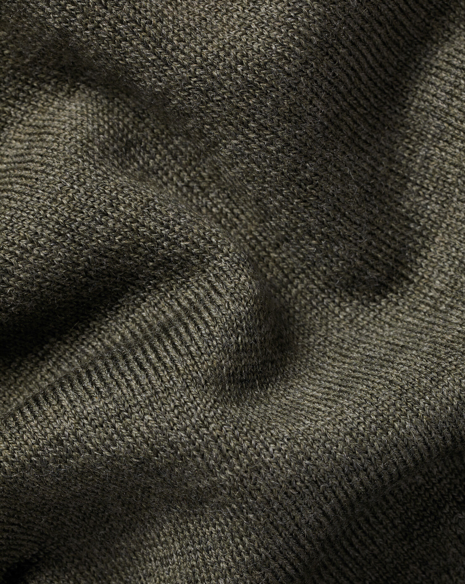 Pure Merino Crew Neck Sweater - Olive Green