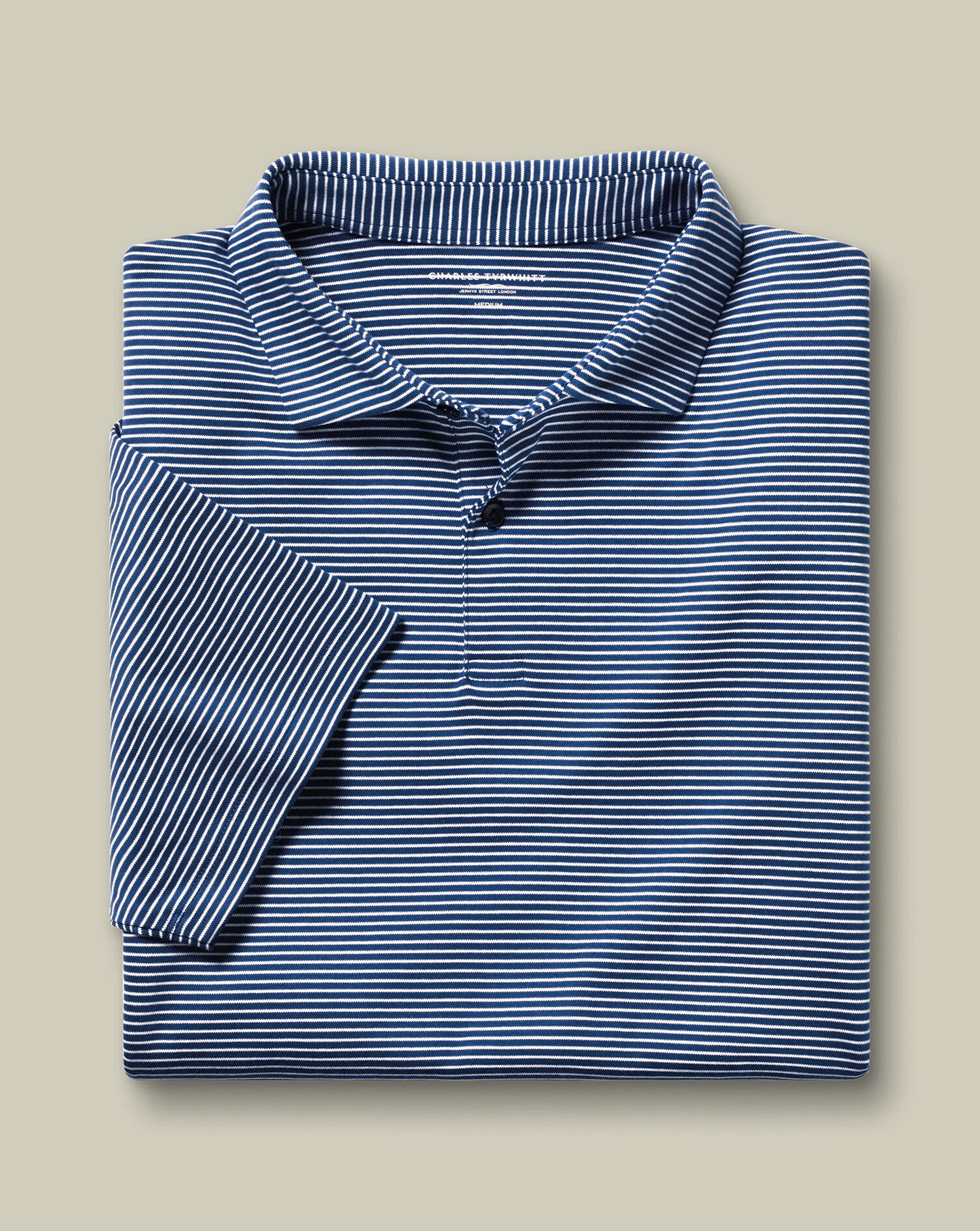 Performance Stripe Polo - Navy