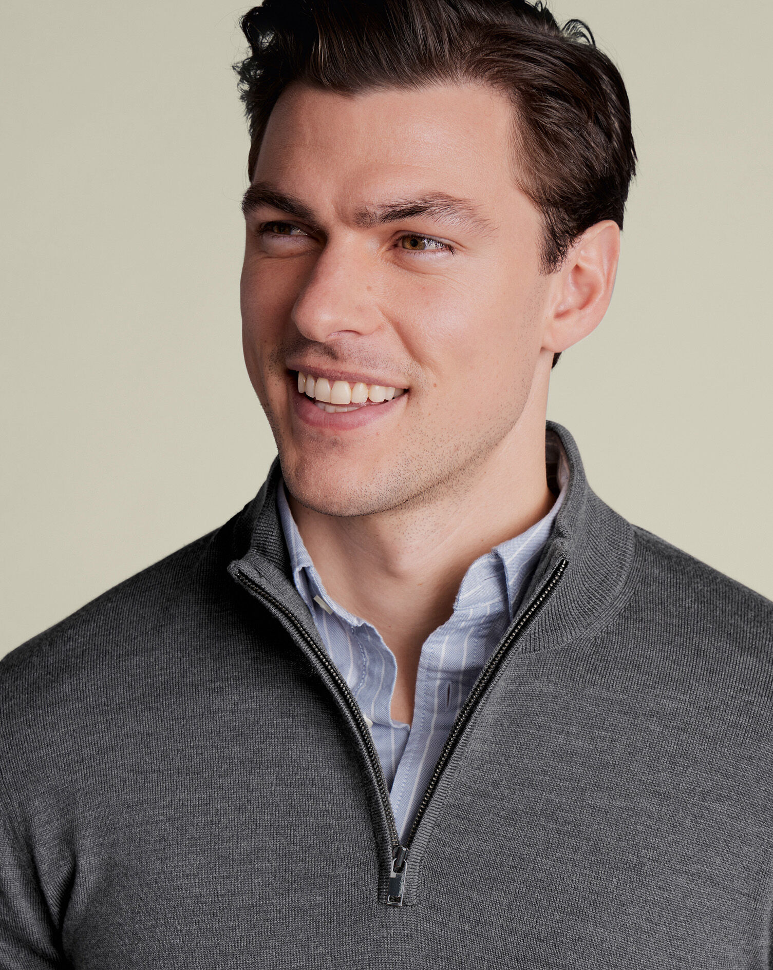Merino Quarter Zip Sweater - Gray