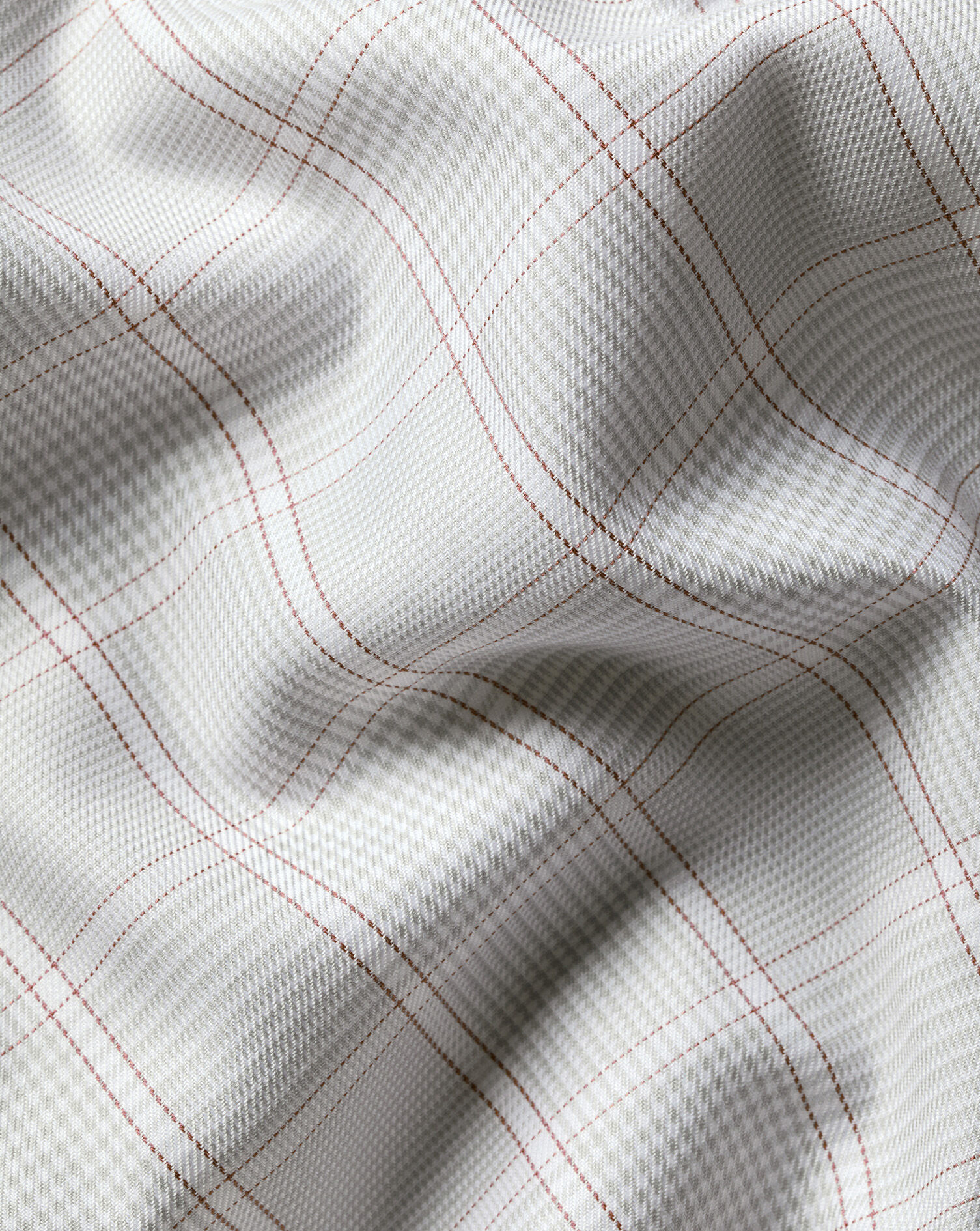 Non-Iron Twill Prince of Wales Check Shirt - Silver Gray