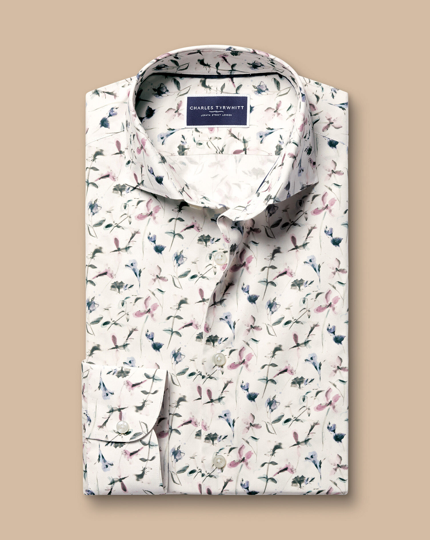 Made with Liberty Fabric Semi-Spread Floral Shirt - Ivory