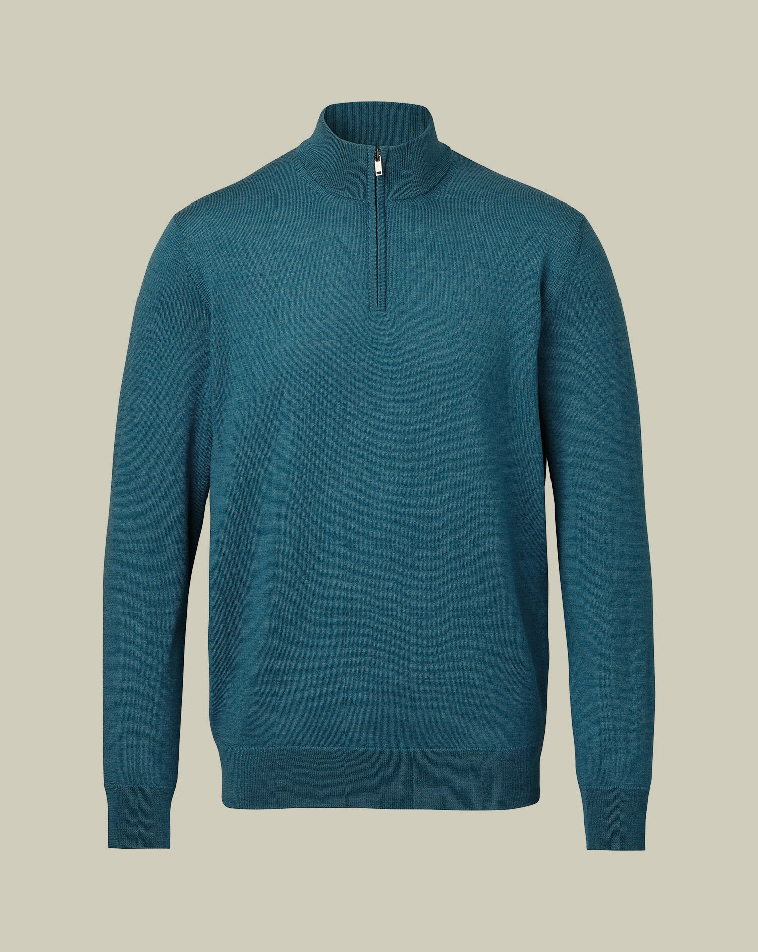 Pure Merino Quarter Zip Sweater - Teal