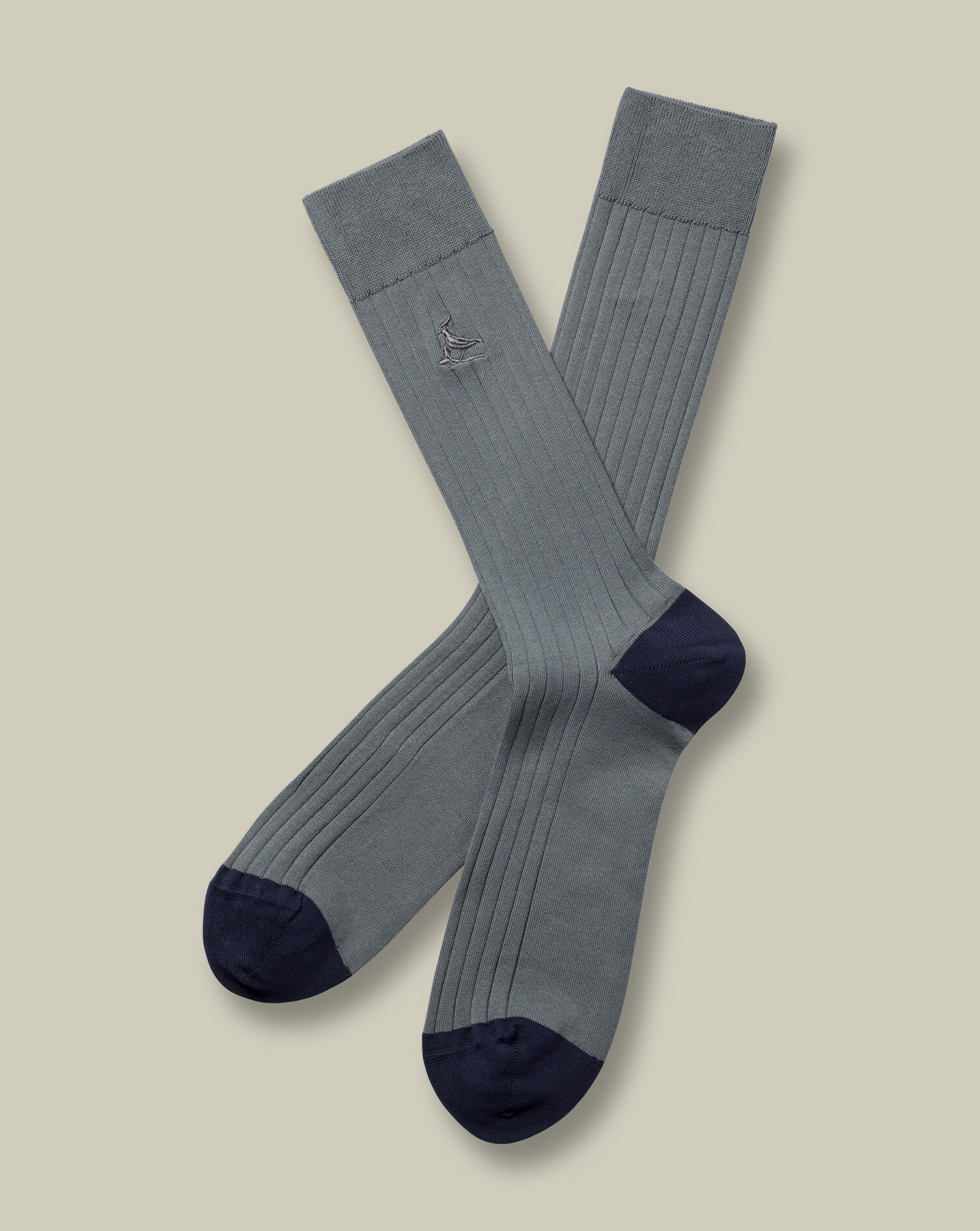 Cotton Rib Dress Socks - Gray 