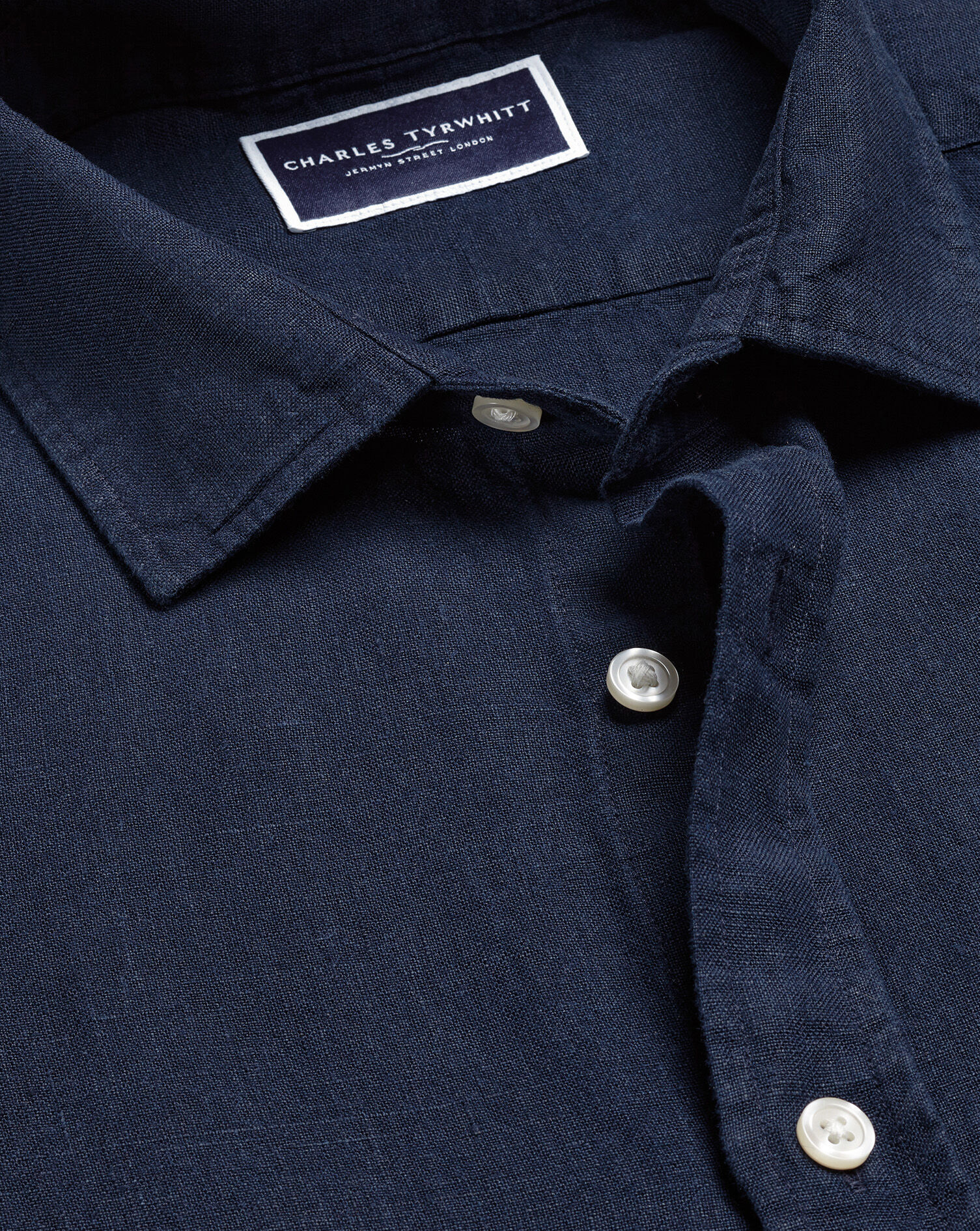 Pure Linen Short Sleeve Shirt - Navy