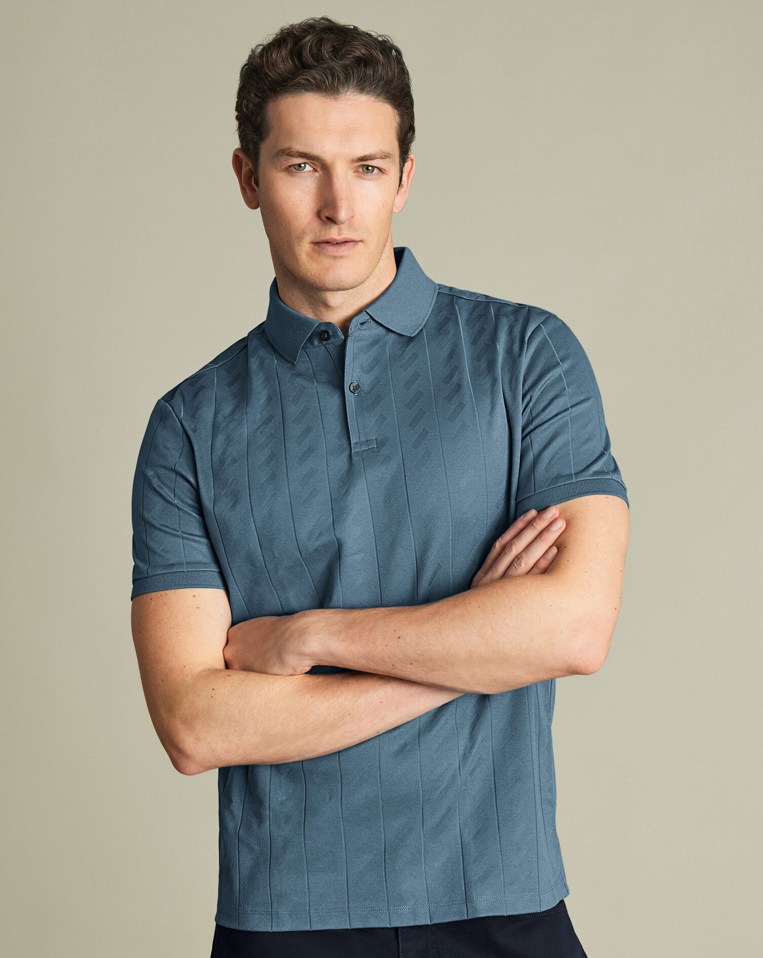 Textured Polo - Airforce Blue