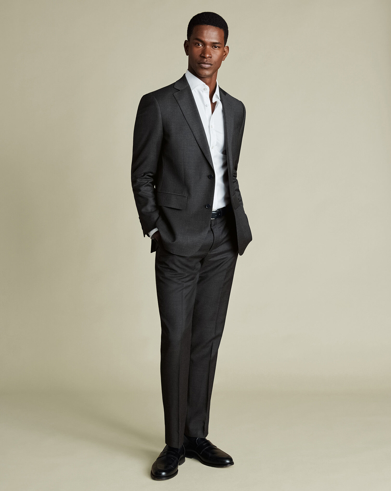 Natural Stretch Twill Suit Pants - Charcoal