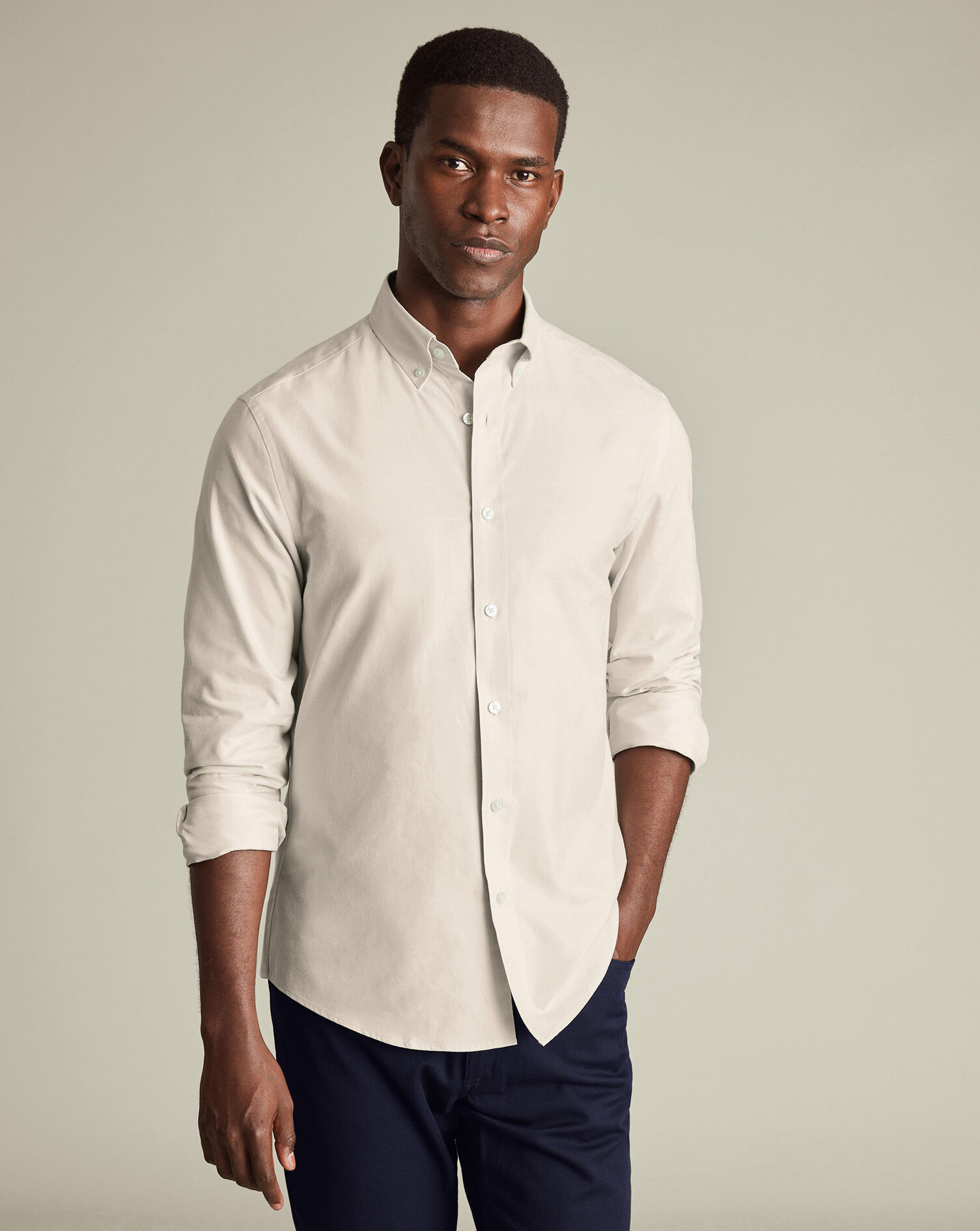 Brushed Cotton Twill Shirt - Cream