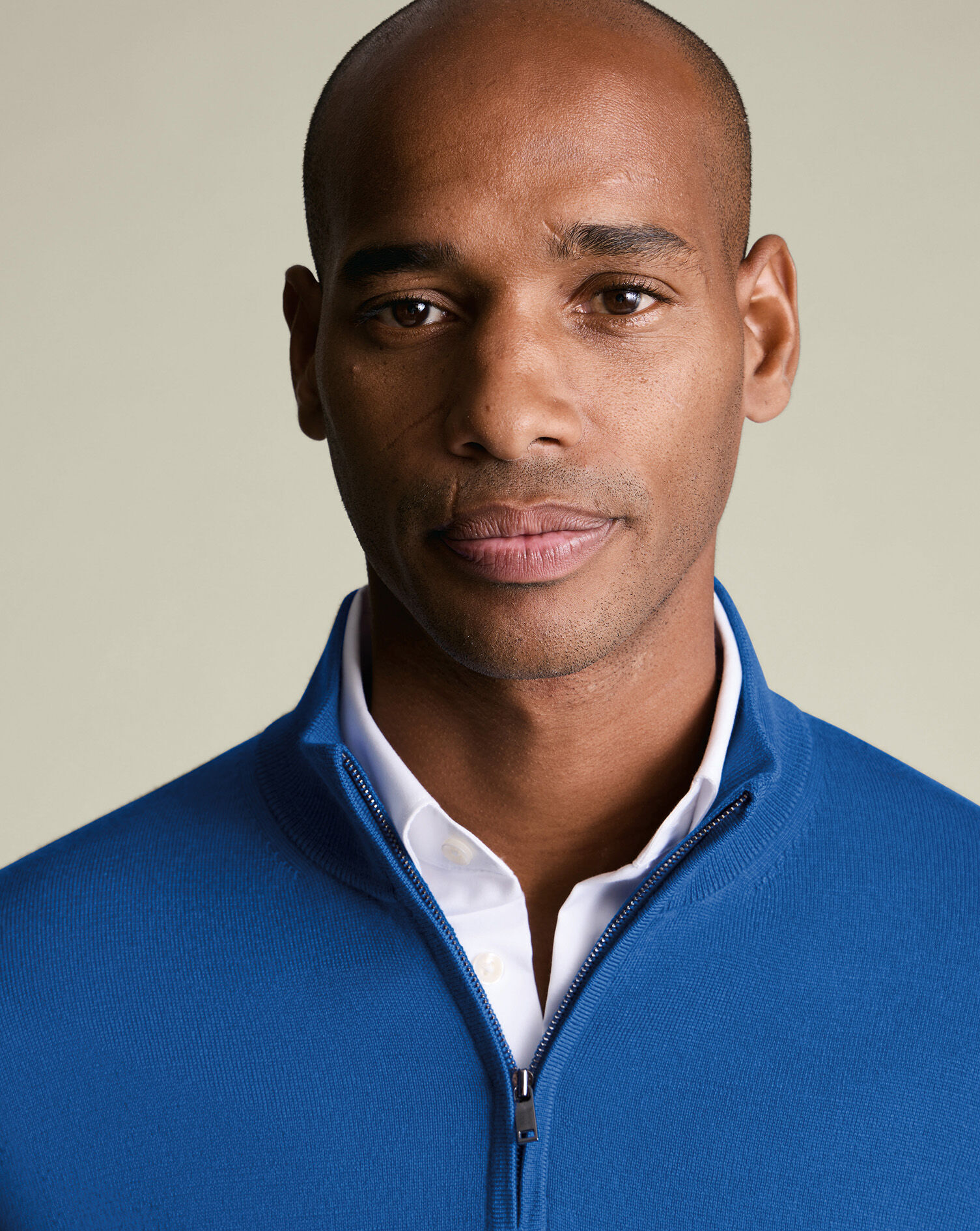 Pure Merino Quarter Zip Sweater - Cobalt Blue