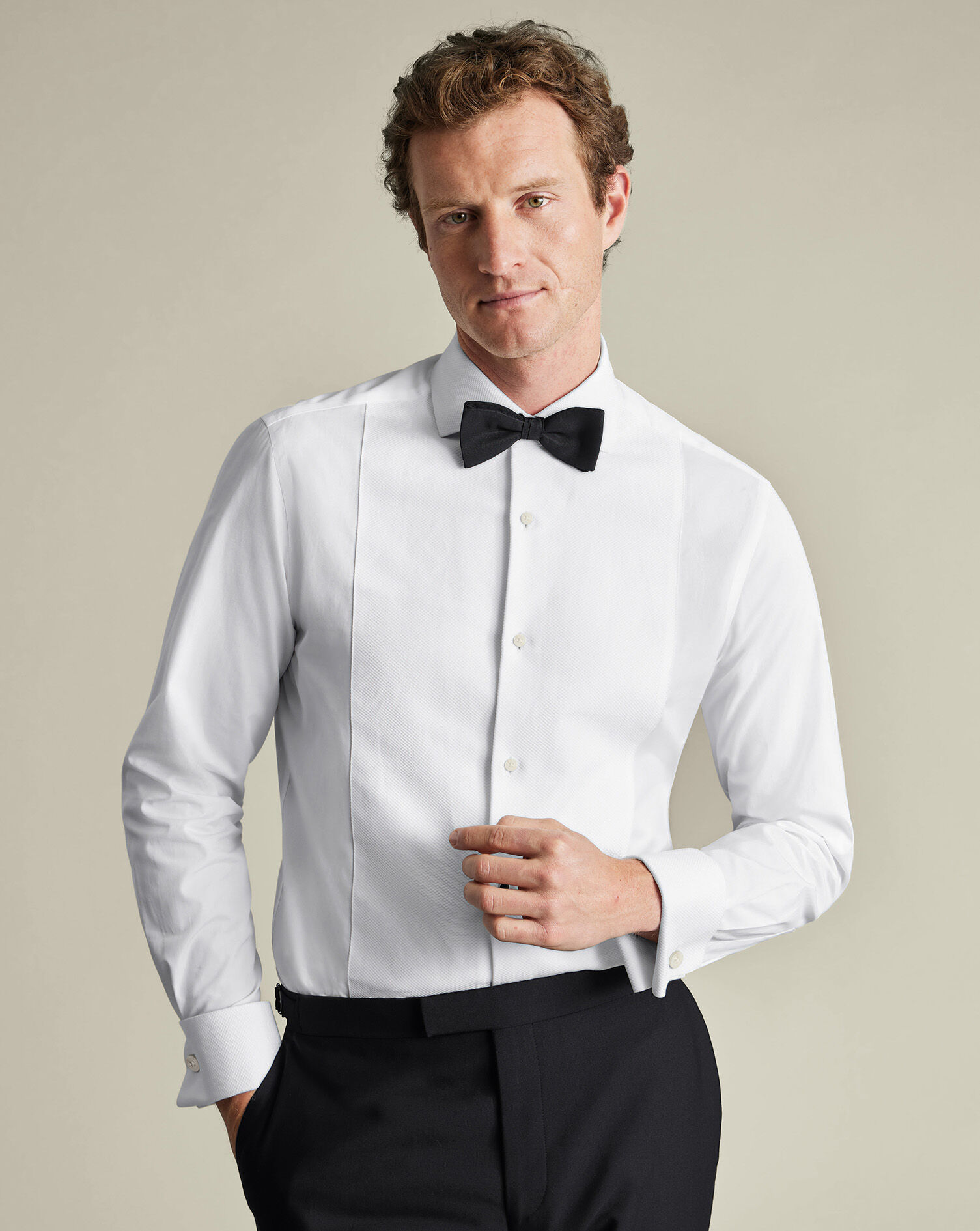 Bib Front Tuxedo Shirt - White
