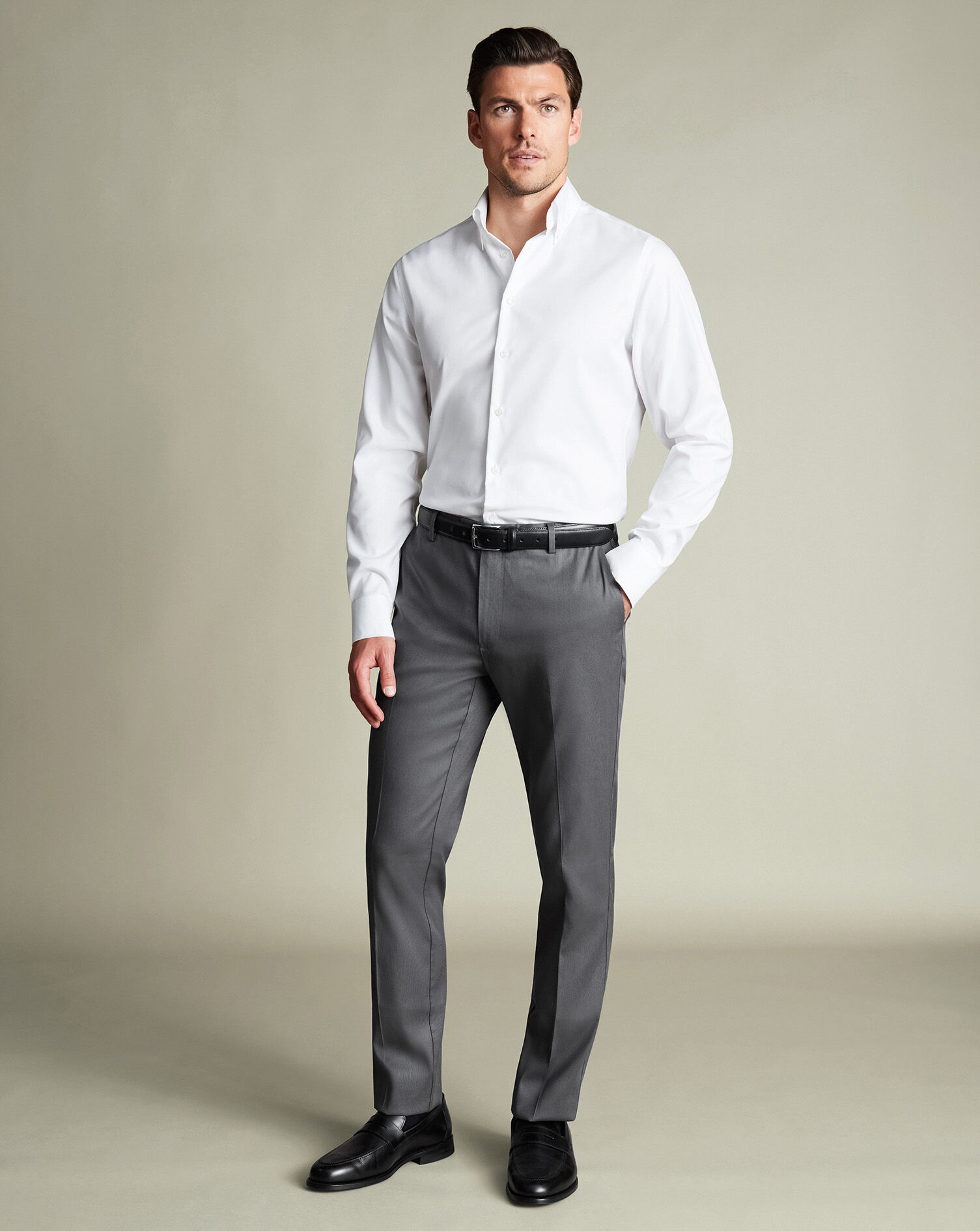 Smart Stretch Texture Pants - Charcoal Gray