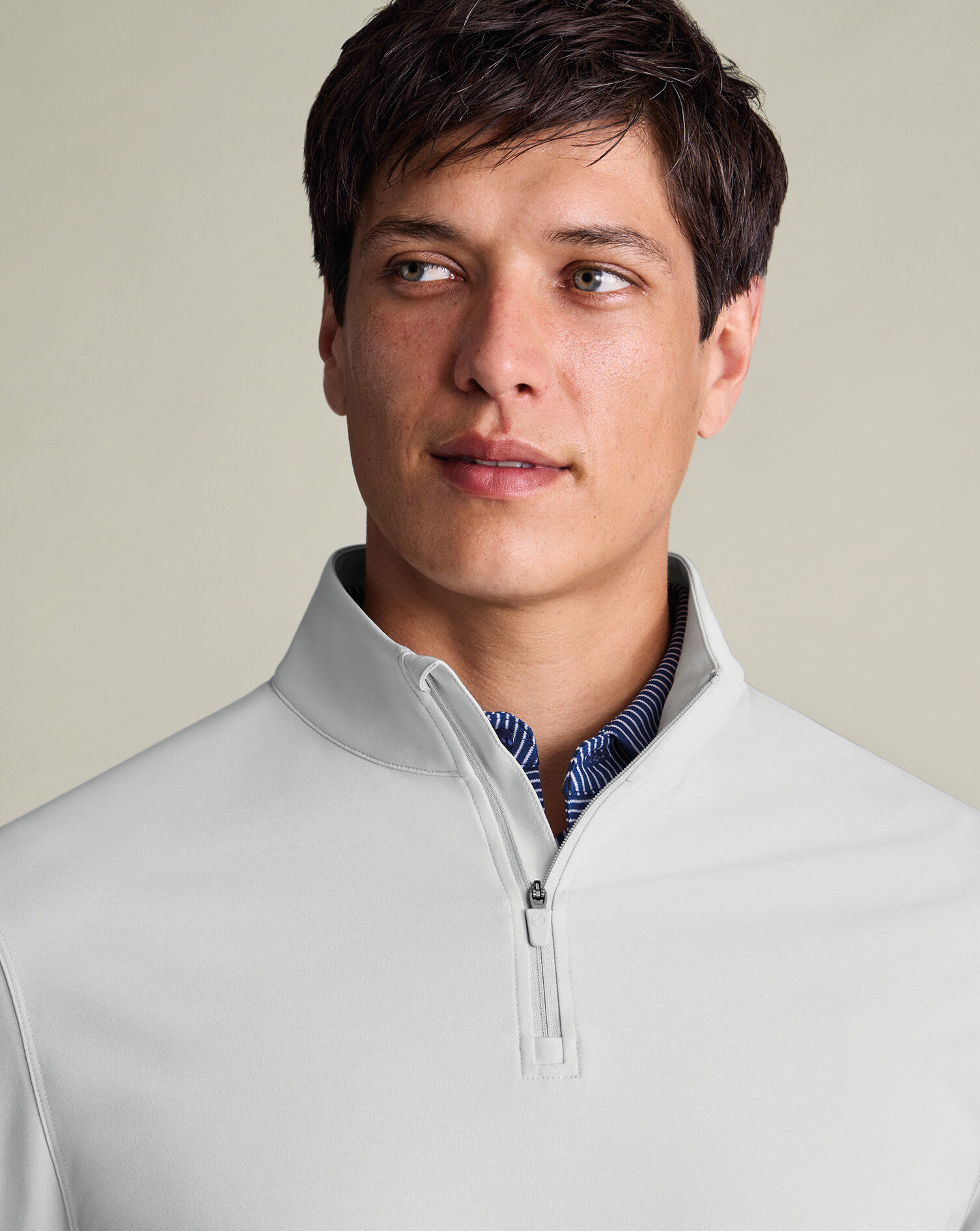 Performance Quarter Zip Sweater - Silver Gray