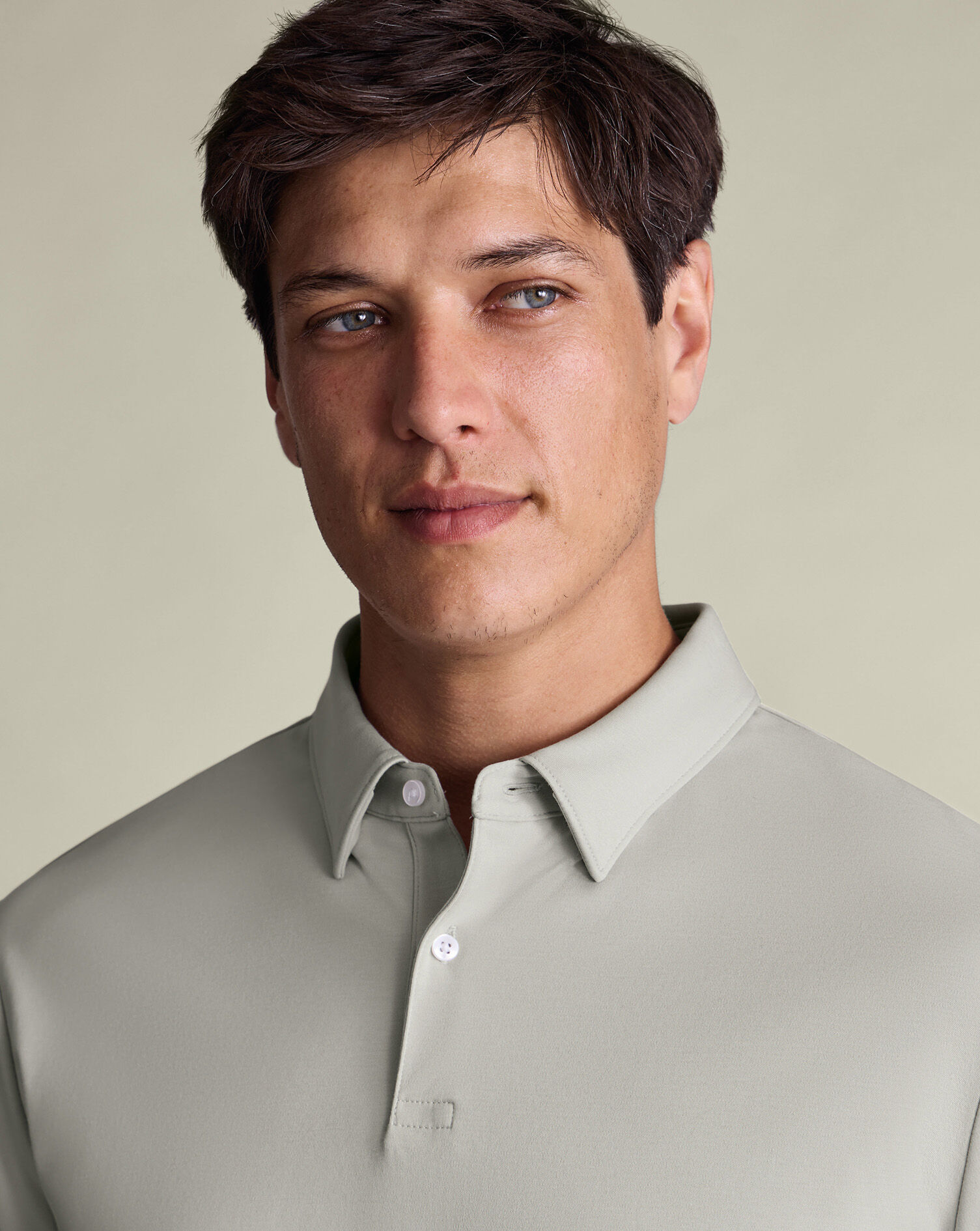 Long Sleeve Jersey Polo - Silver Grey