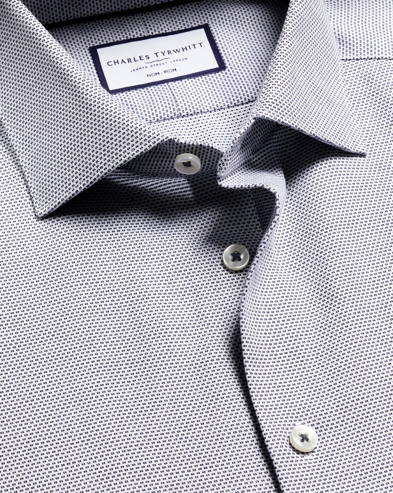 Non-Iron Stretch Texture Shirt - Dark Blue