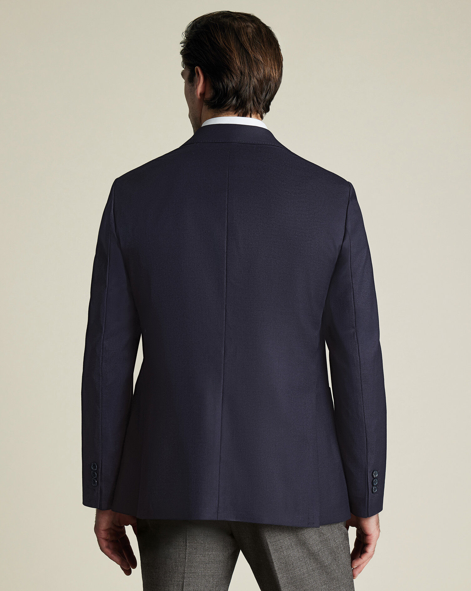 Luxury Italian Hopsack Jacket - Navy