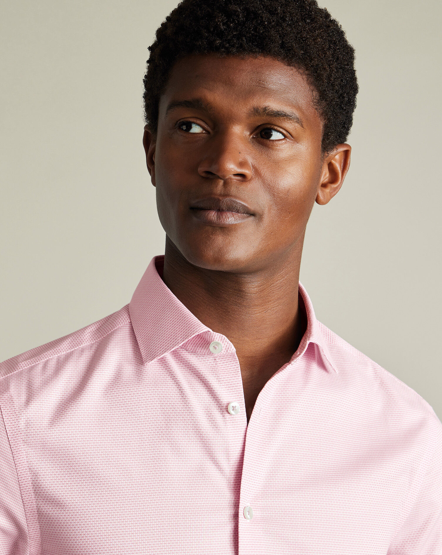 Non-Iron Stretch Texture Line Shirt - Pink