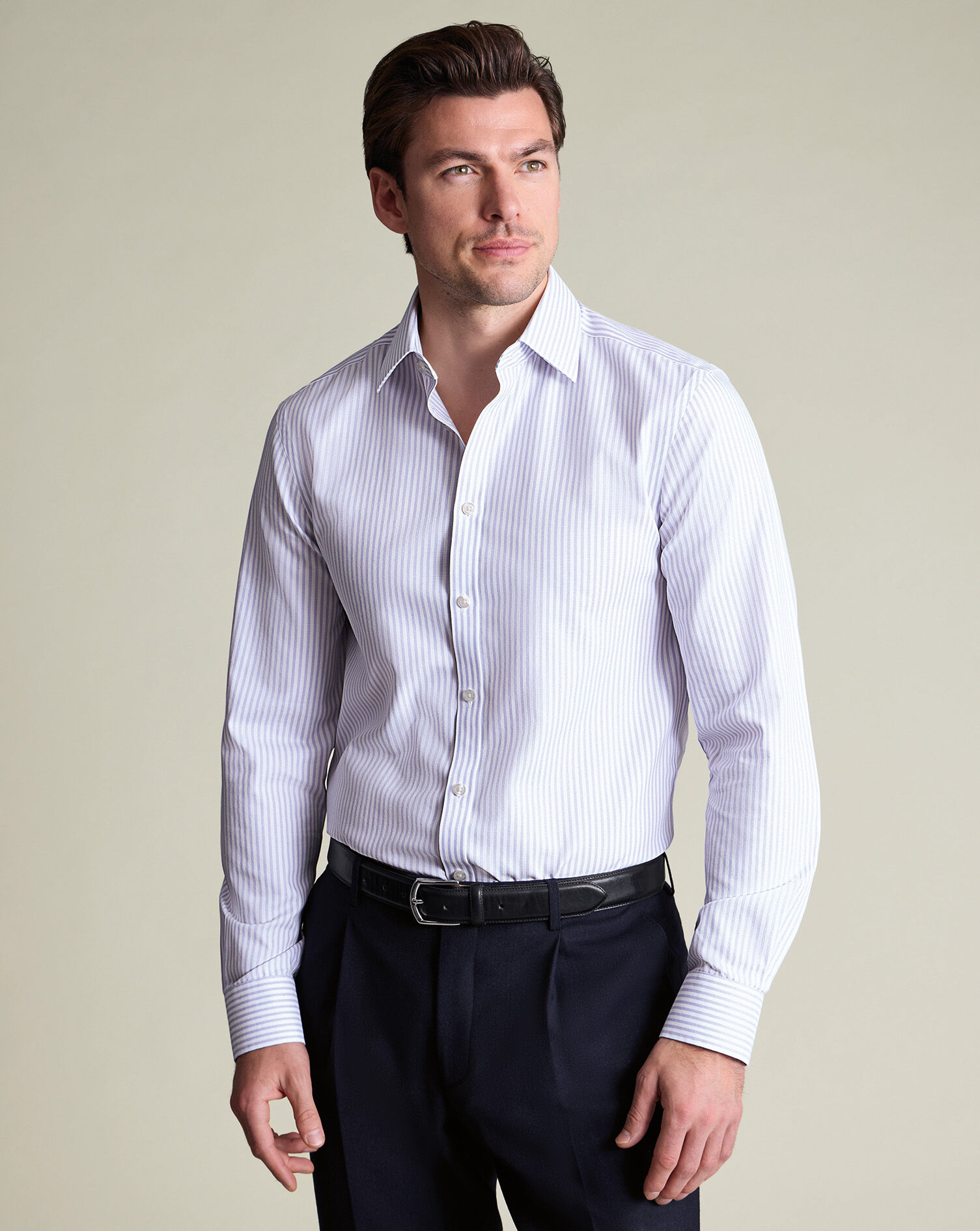 Non-Iron Royal Oxford Stripe Shirt - Lilac
