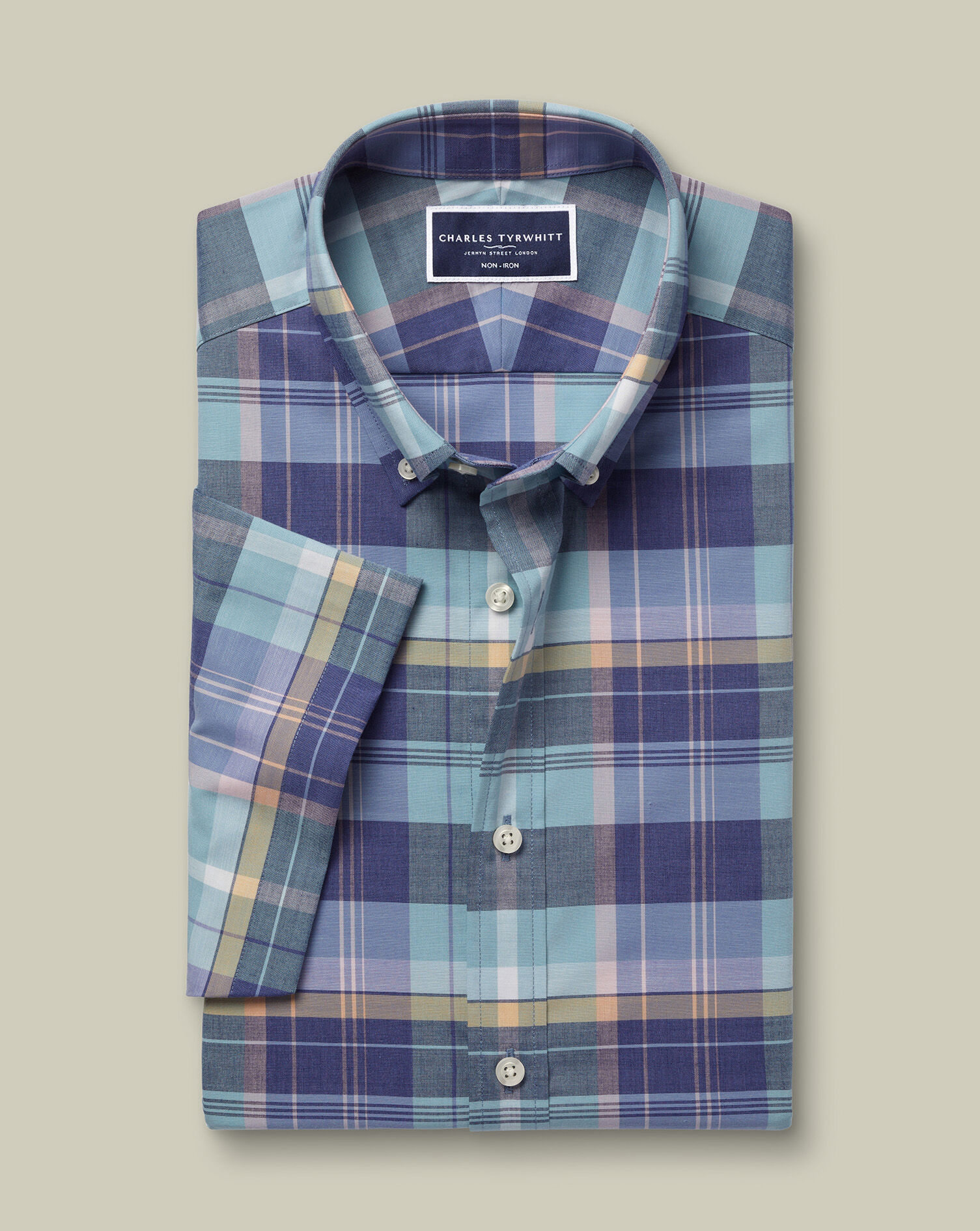 Non-Iron Stretch Poplin Slub Short Sleeve Shirt - Spearmint