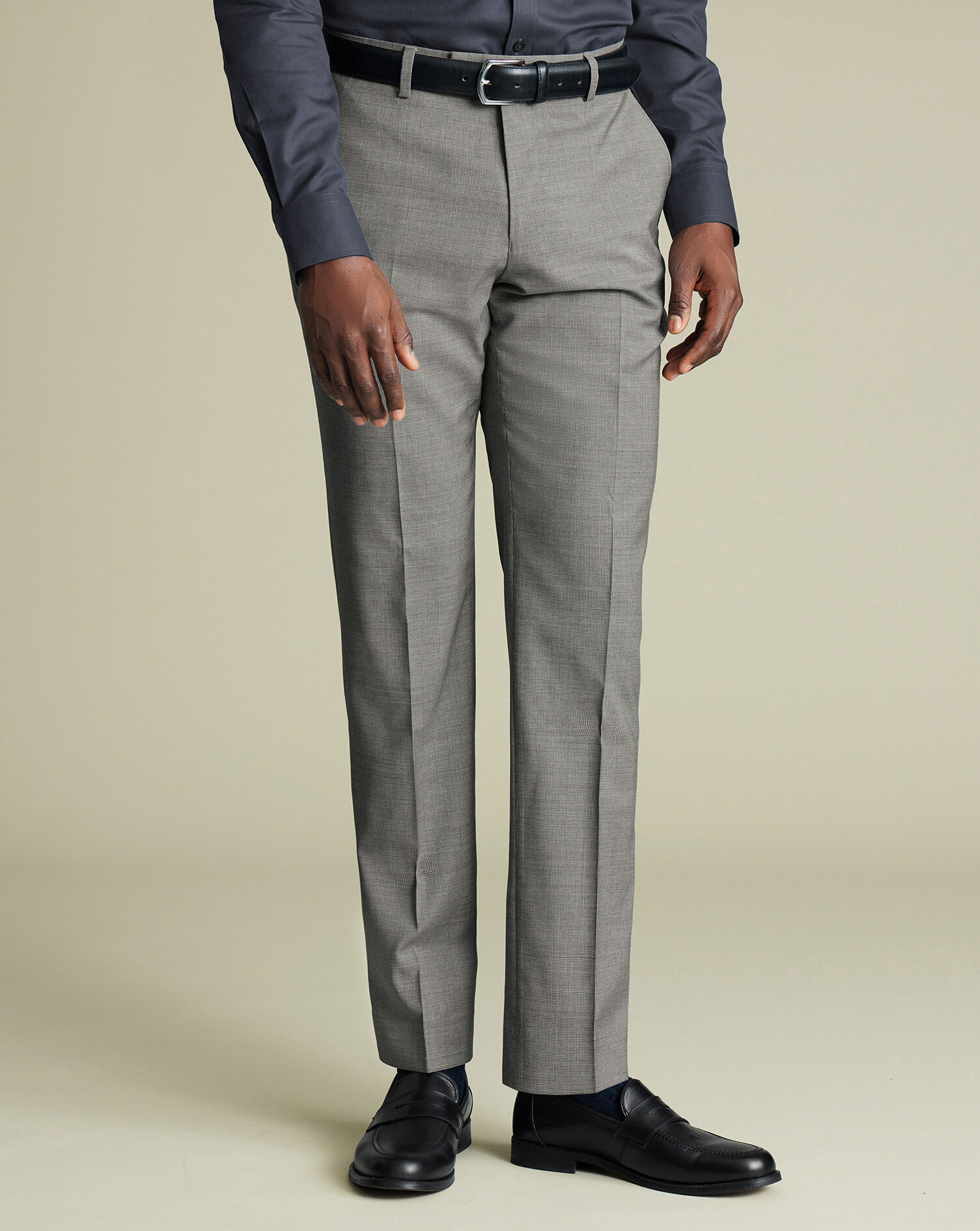 Italian Puppytooth Suit Pants - Gray