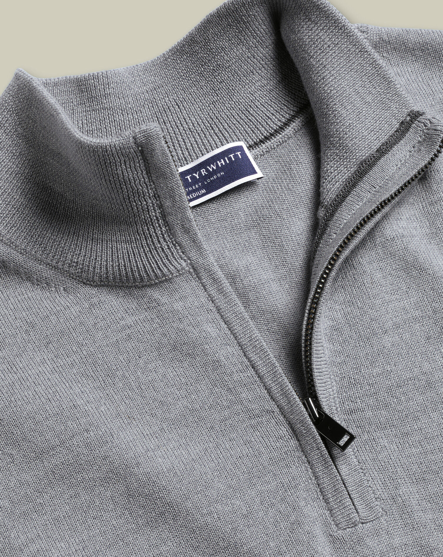 Merino Quarter Zip Sweater - Light Gray