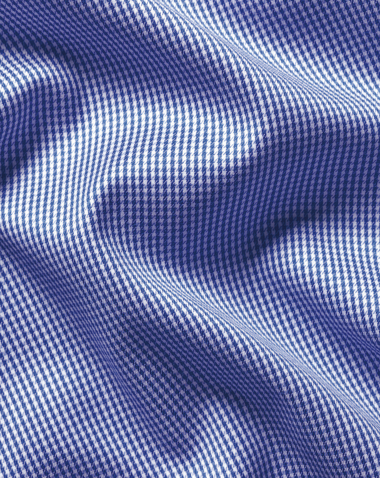 Spread Collar Non-Iron Puppytooth Shirt - Royal Blue