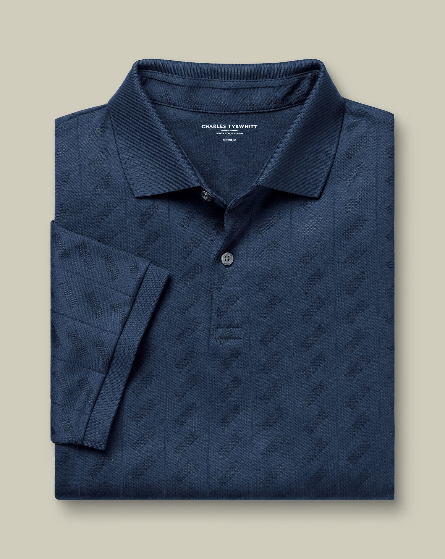 Textured Jacquard Polo - Navy