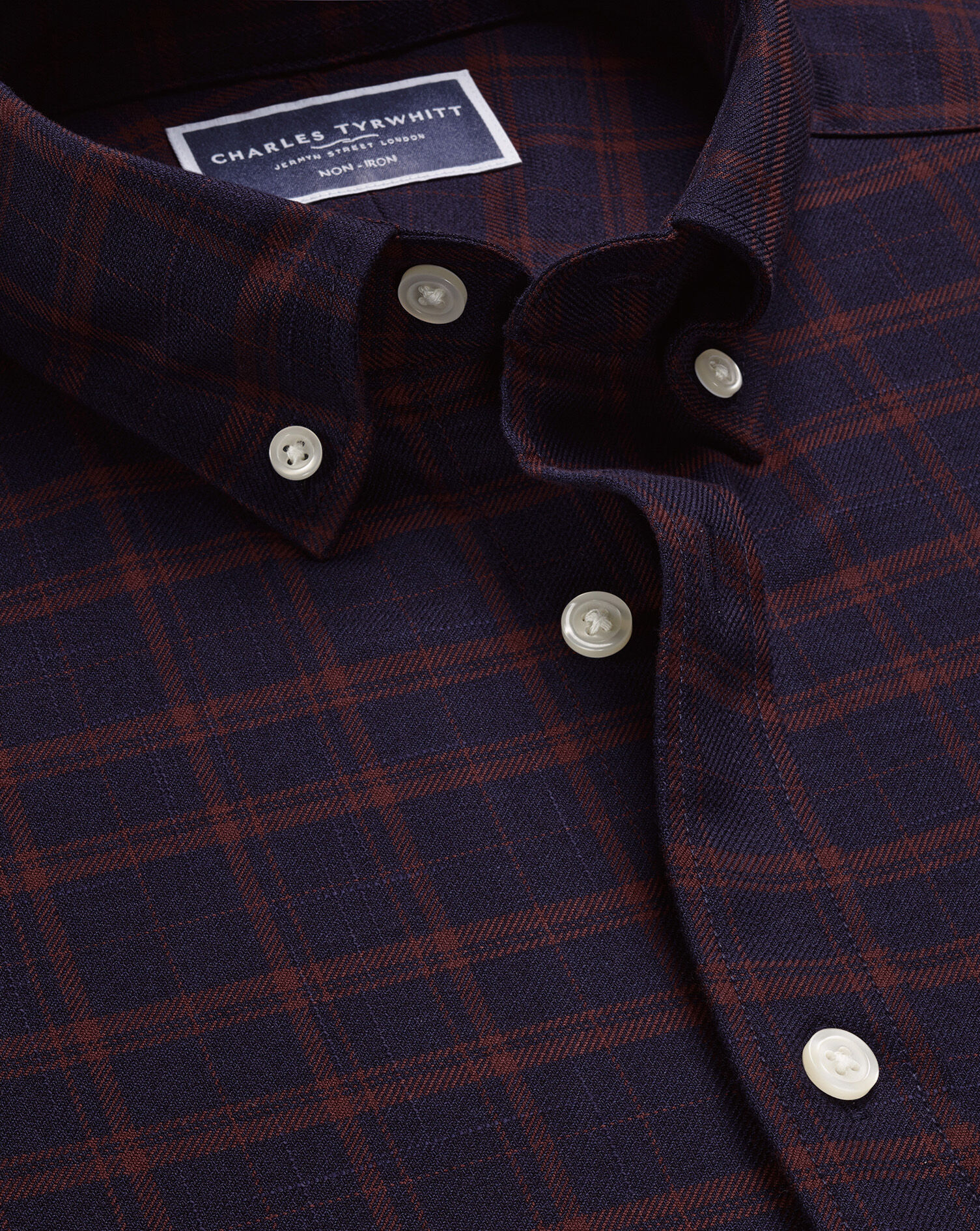 Twill Check Shirt - Navy Blue & Rust
