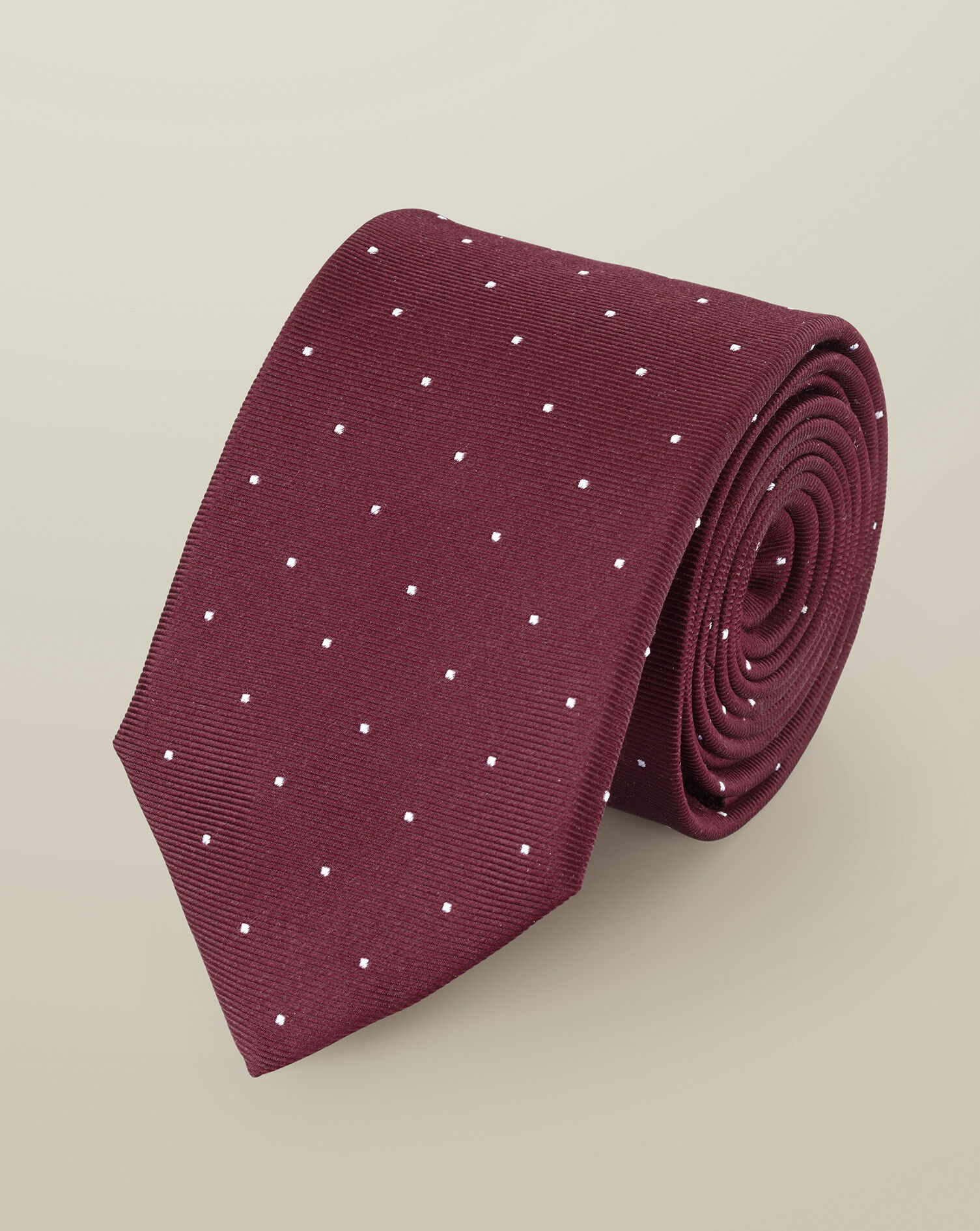 Silk Spot Tie - Maroon Red