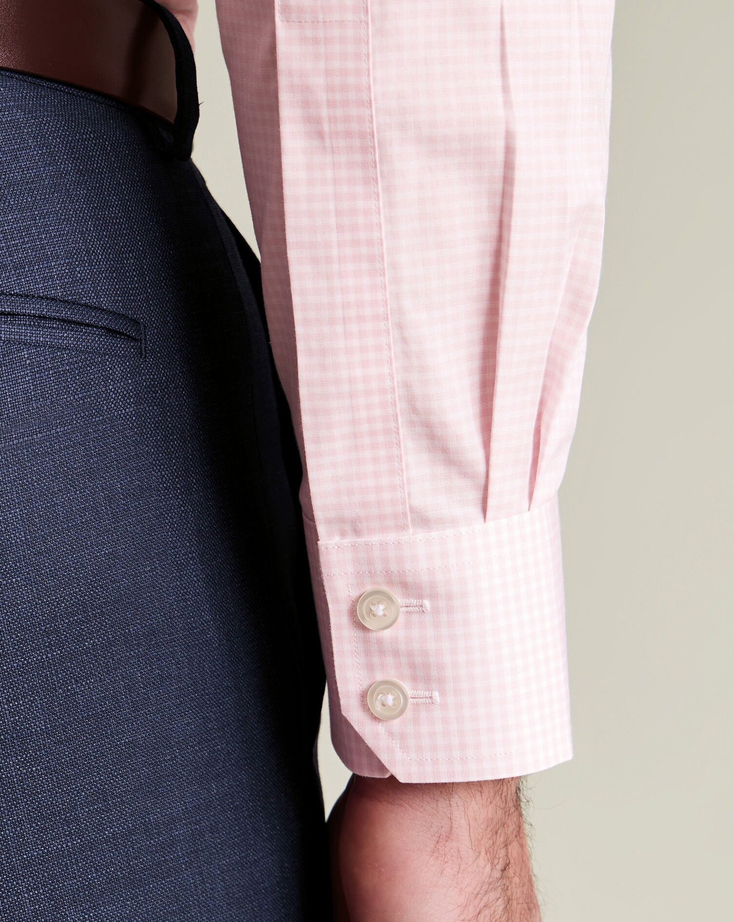 Non-Iron Poplin Gingham Shirt - Pink