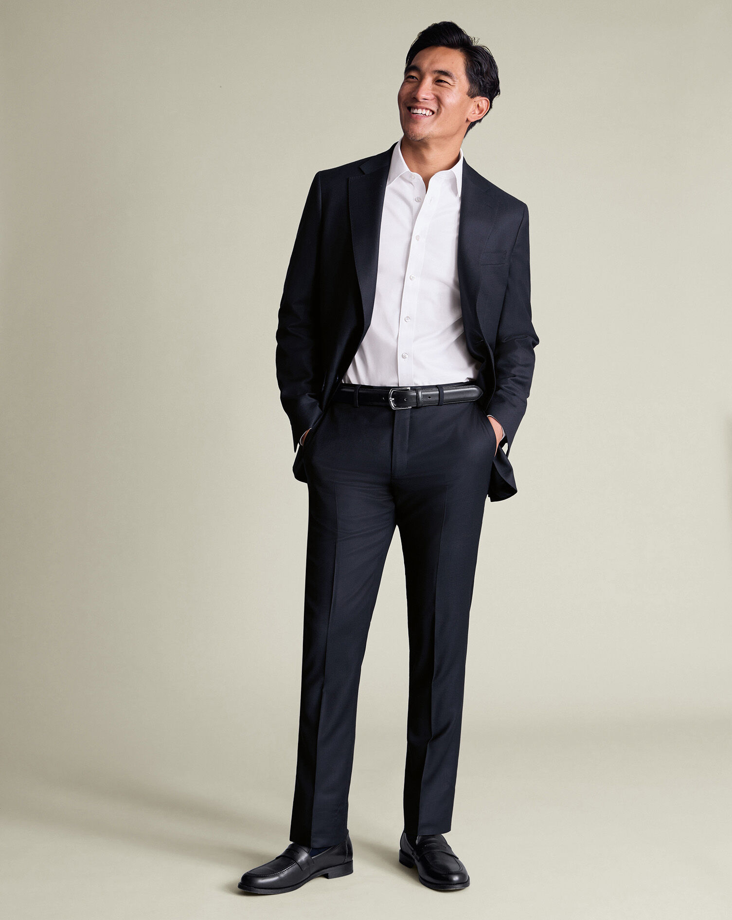 Luxury Italian Birdseye Suit - Navy